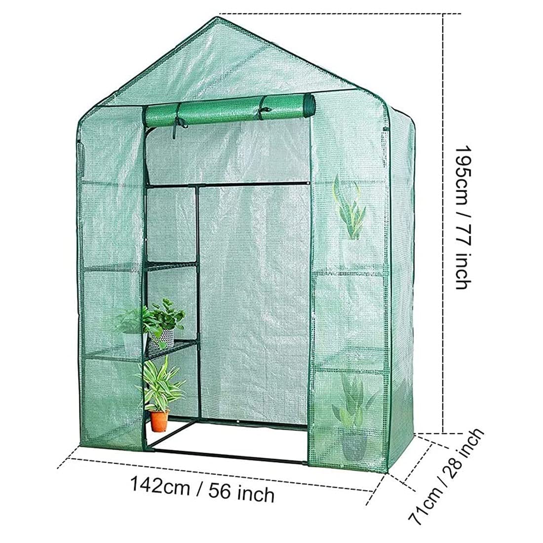 Sturdy Walk-In Greenhouse for Tomatoes, Vegetables, Fruits & Flowers - 142x71x195cm Reinforced Plastic Plant Shed with Durable Cover | Perfect for Backyard Gardening, Urban Farming & Year-Round Plant Protection