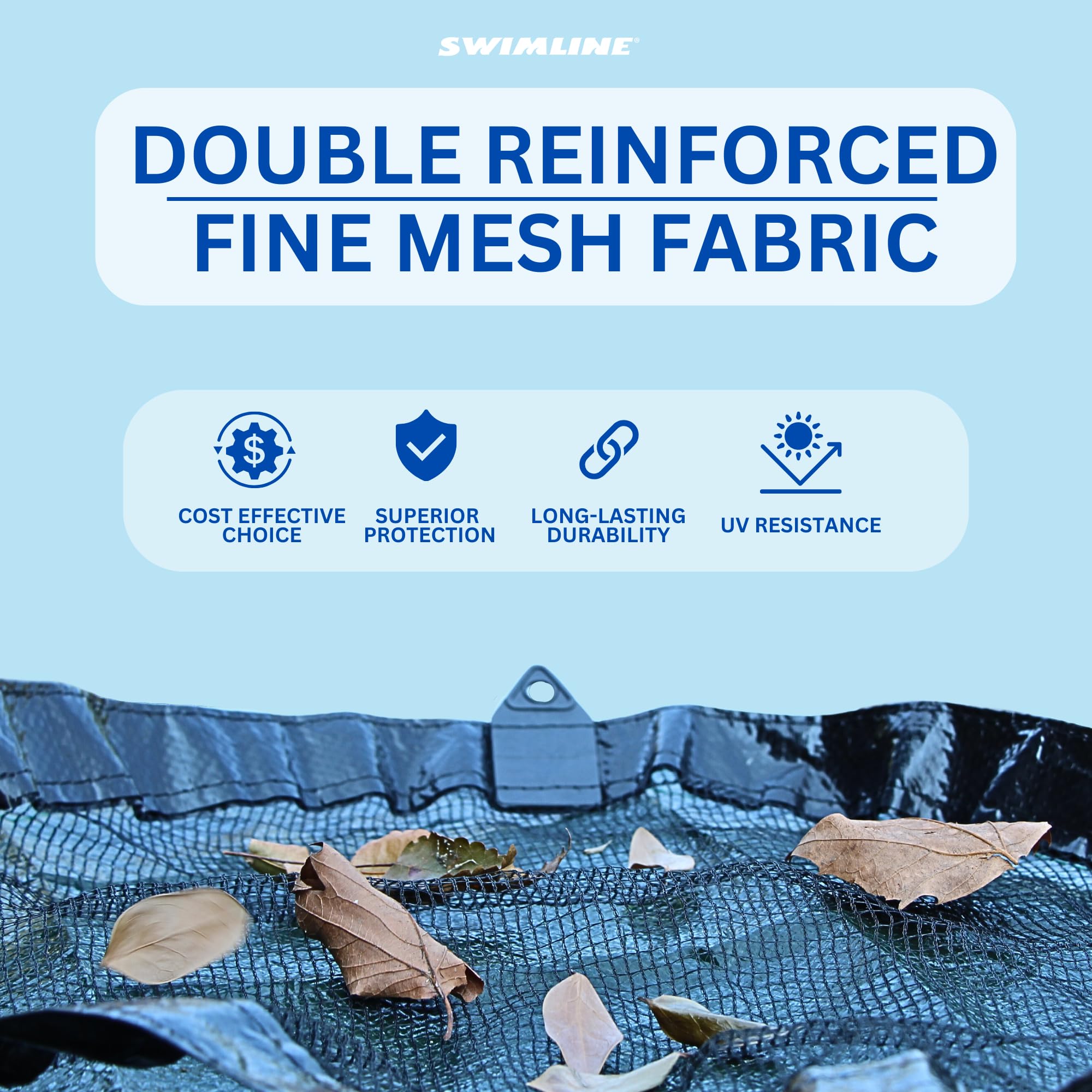Heavy Duty SWIMLINE HYDROTOOLS Winter Leaf Net Pool Cover for 30 FT Round Above Ground Swimming Pools | 33 FT Netting Size | Black | Includes Winch & Cable | Durable Protection for Fall and Winter Seasons | CO930