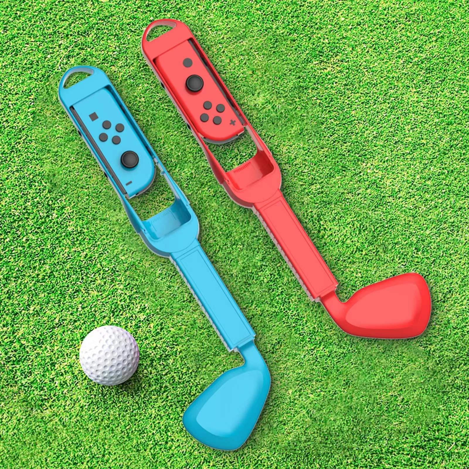 2 Pcs Golf Club Controllers for Nintendo Switch OLED & Joy-Con - Compatible with Mario Golf Super Rush Game - Ergonomic Handle Grips with Hand Strap - Perfect for Home Entertainment & Family Game Nights