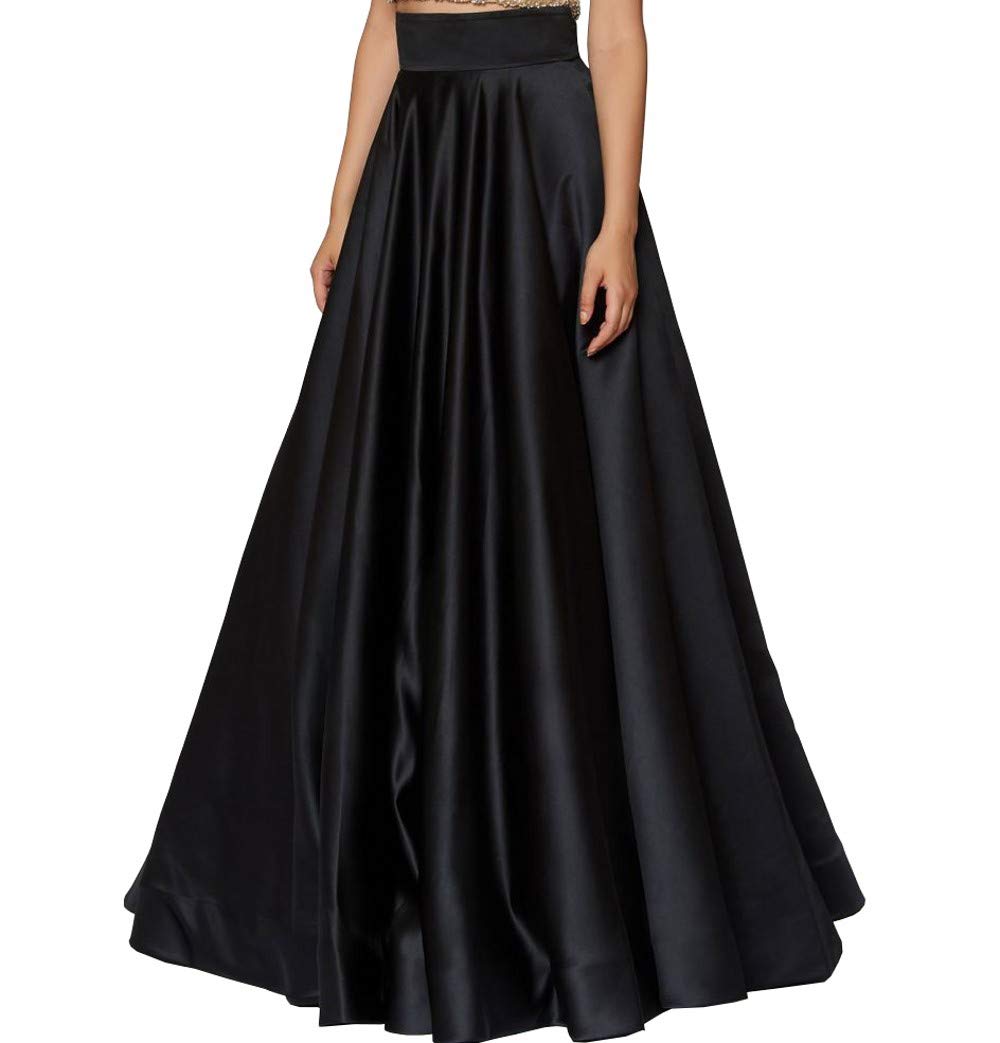 Elegant Women's Long Satin Skirt with Train - High Waist Floor Length Formal Prom Party Dress with Back Zipper | Perfect for Weddings, Evening Gowns, and Special Occasions