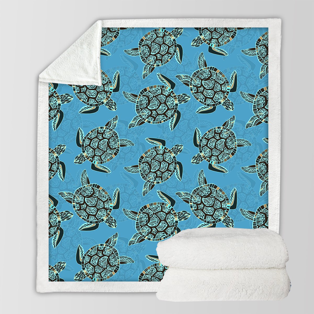 Soft Sherpa Blanket with Sea Turtle Design - Cozy Flannel Throw for Bed, Couch & Outdoor Use - Perfect for Gifts, Home Decor & Winter Warmth