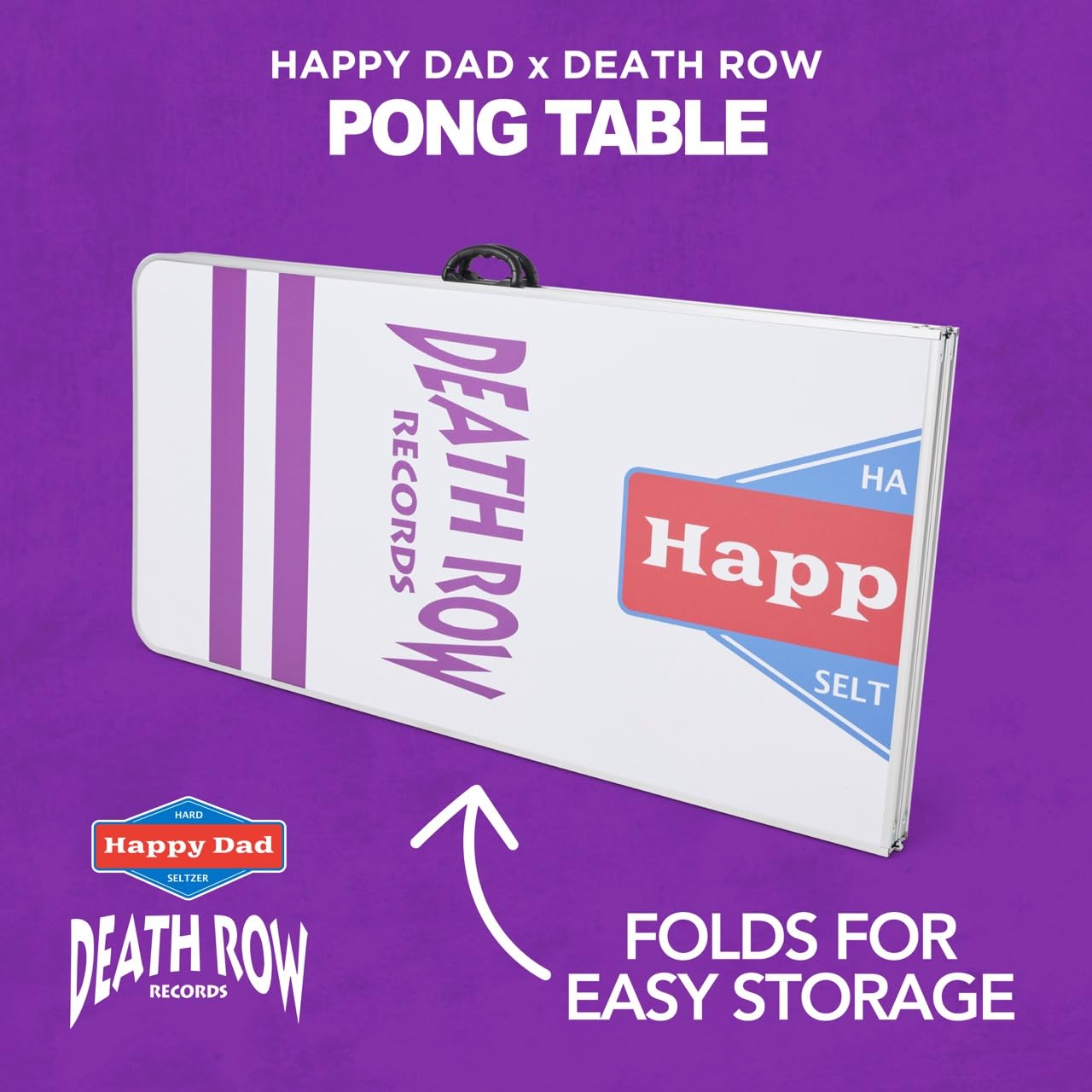 Happy Dad x Death Row Portable Beer Pong Table - Foldable 94.5