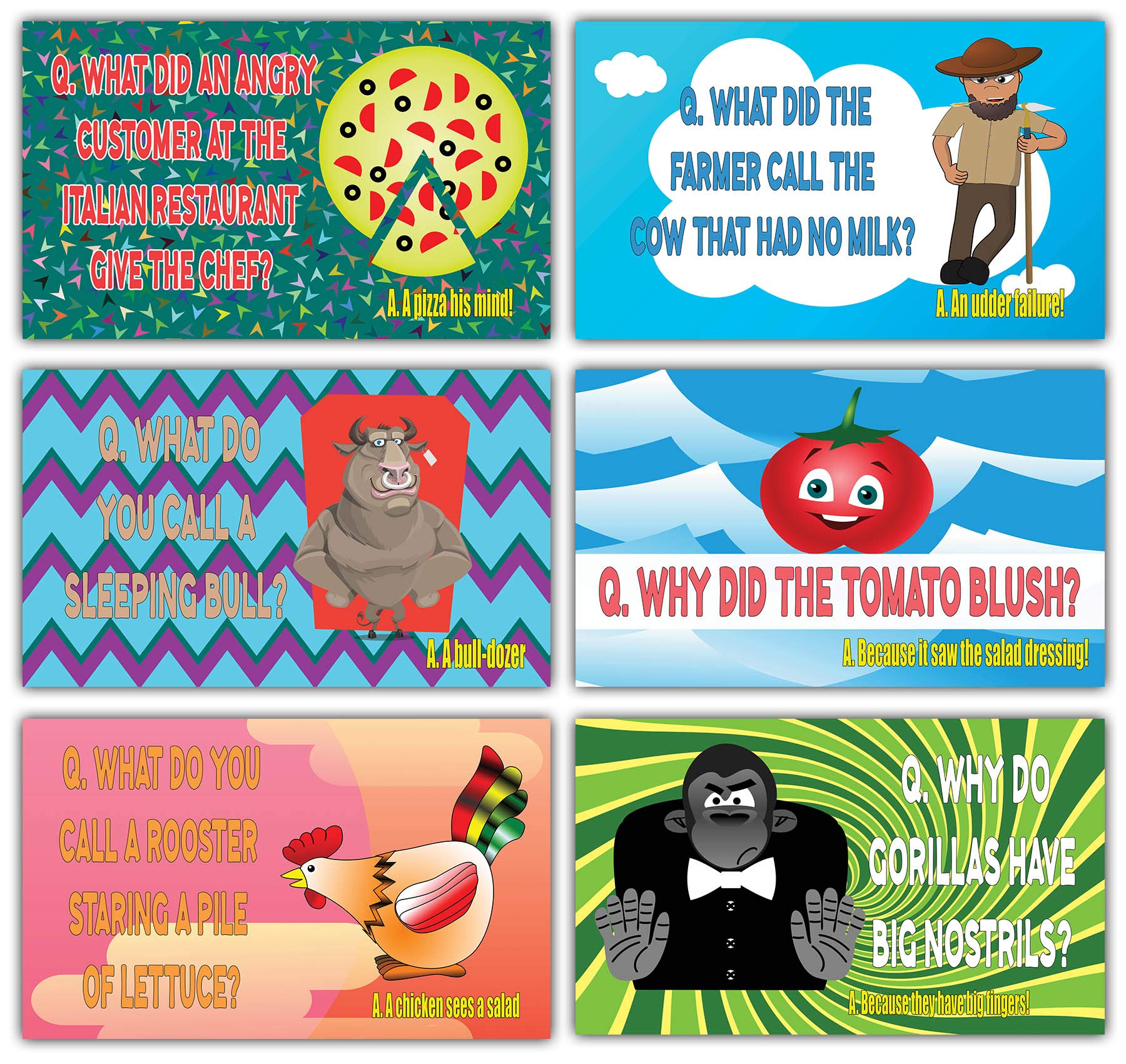 Creanoso Funny Lunch Box Jokes Flashcards for Kids - 60 Hilarious Joke Cards (30x2 Sets) - Perfect for School Rewards, Gifts & Lunchbox Notes - Encourage Reading & Laughter in Classroom & Home