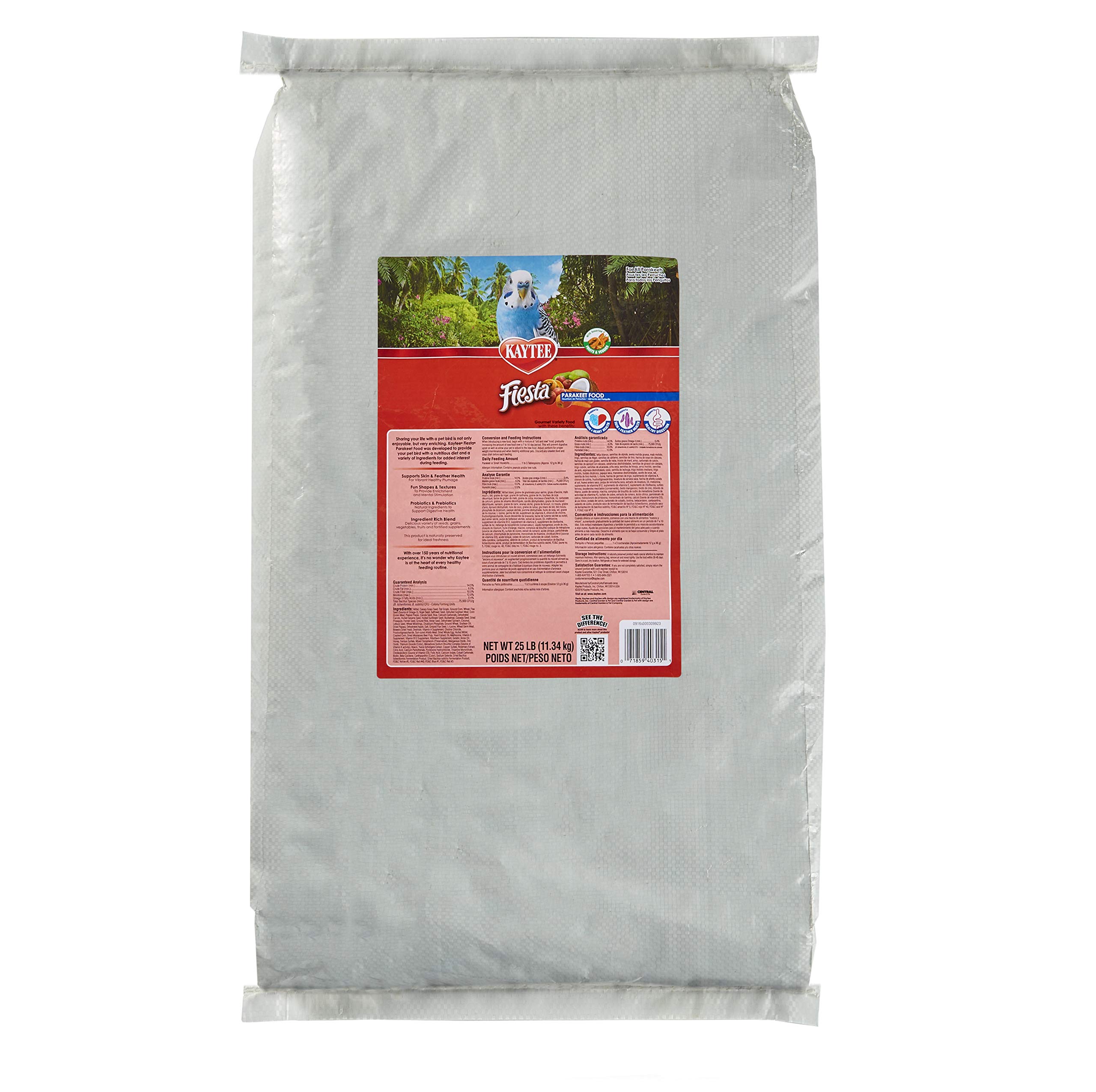 Kaytee Fiesta Parakeet Food - Premium Nutritious Bird Seed Mix for Small Parrots - Perfect for Daily Feeding & Treats