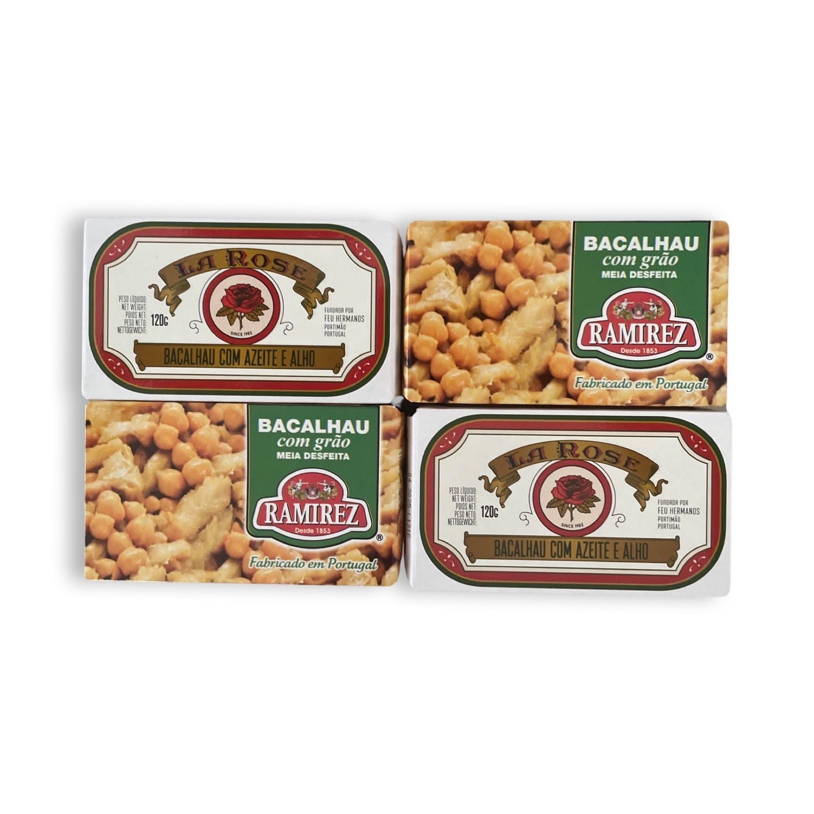 Premium Portuguese Canned Codfish Set - 4 Varieties (La Rose & Ramirez) - Authentic Portugal Seafood - Perfect for Salads, Sandwiches & Traditional Portuguese Recipes