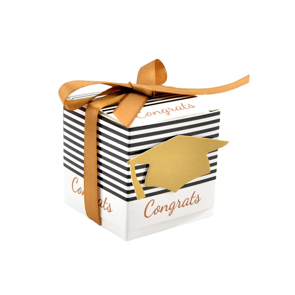 PRETYZOOM 20pcs Graduation Candy Boxes with Cards & Ribbon - Party Decor for Graduation Ceremonies