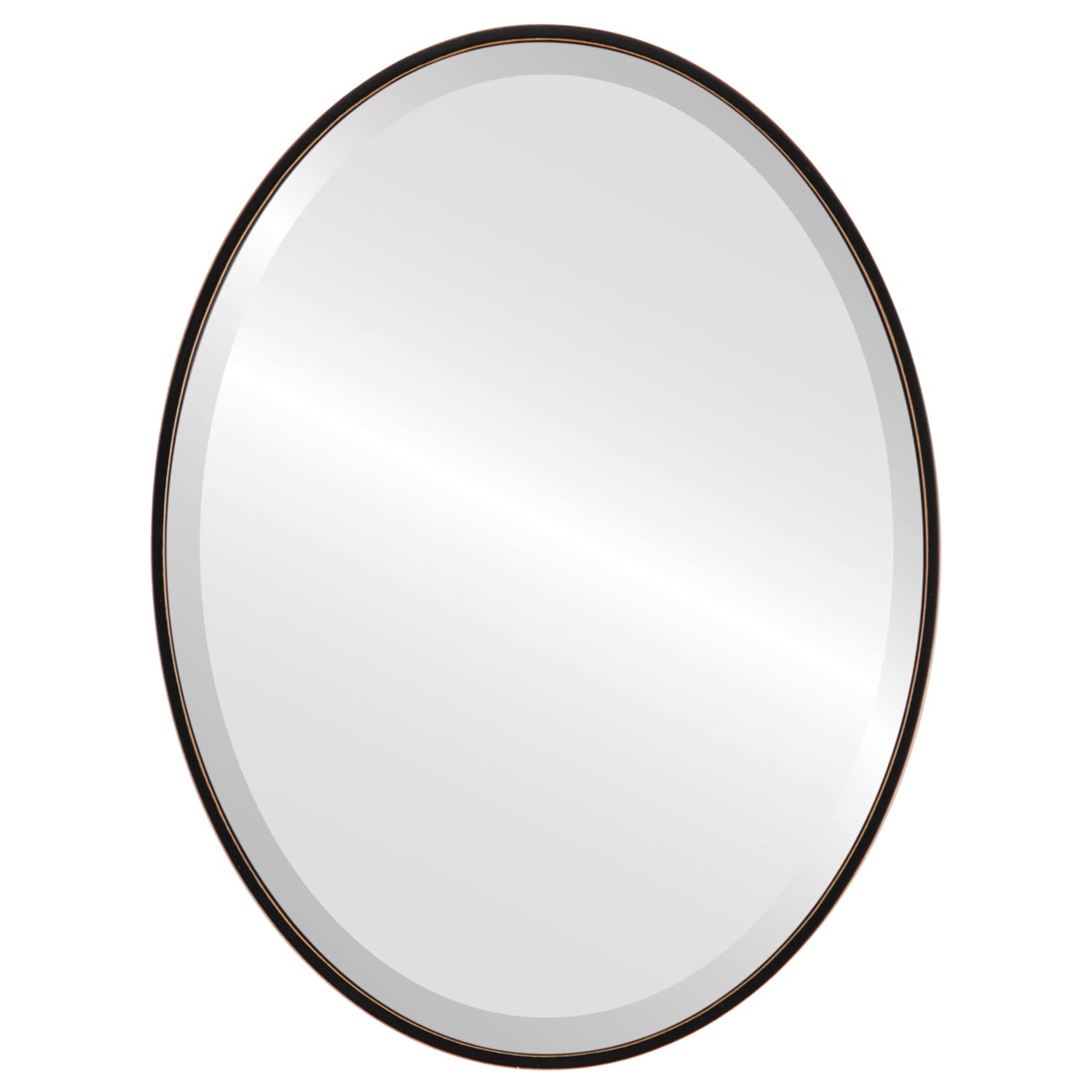Oval Wooden Beveled Wall Mirror - Rubbed Black Finish - 12.6x16.6 Inches - Elegant Home Decor for Bathroom, Vanity, Bedroom, Living Room & Hallway - Singapore Style Mirror - Perfect for Modern Interiors & Small Spaces