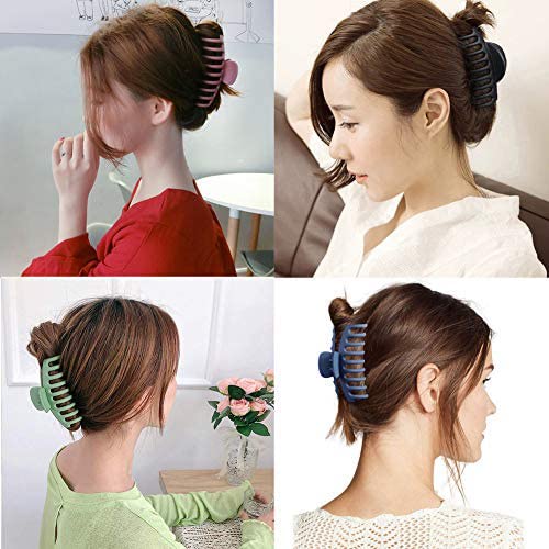 ALIBA COLLECTION 6-Piece Large Matte Hair Clips Set - 4.3 Inch Non-Slip Banana Claw Clips for Women & Girls - Strong Hold Hair Accessories in Multiple Colors - Perfect for School, Work, Gym and Everyday Styling