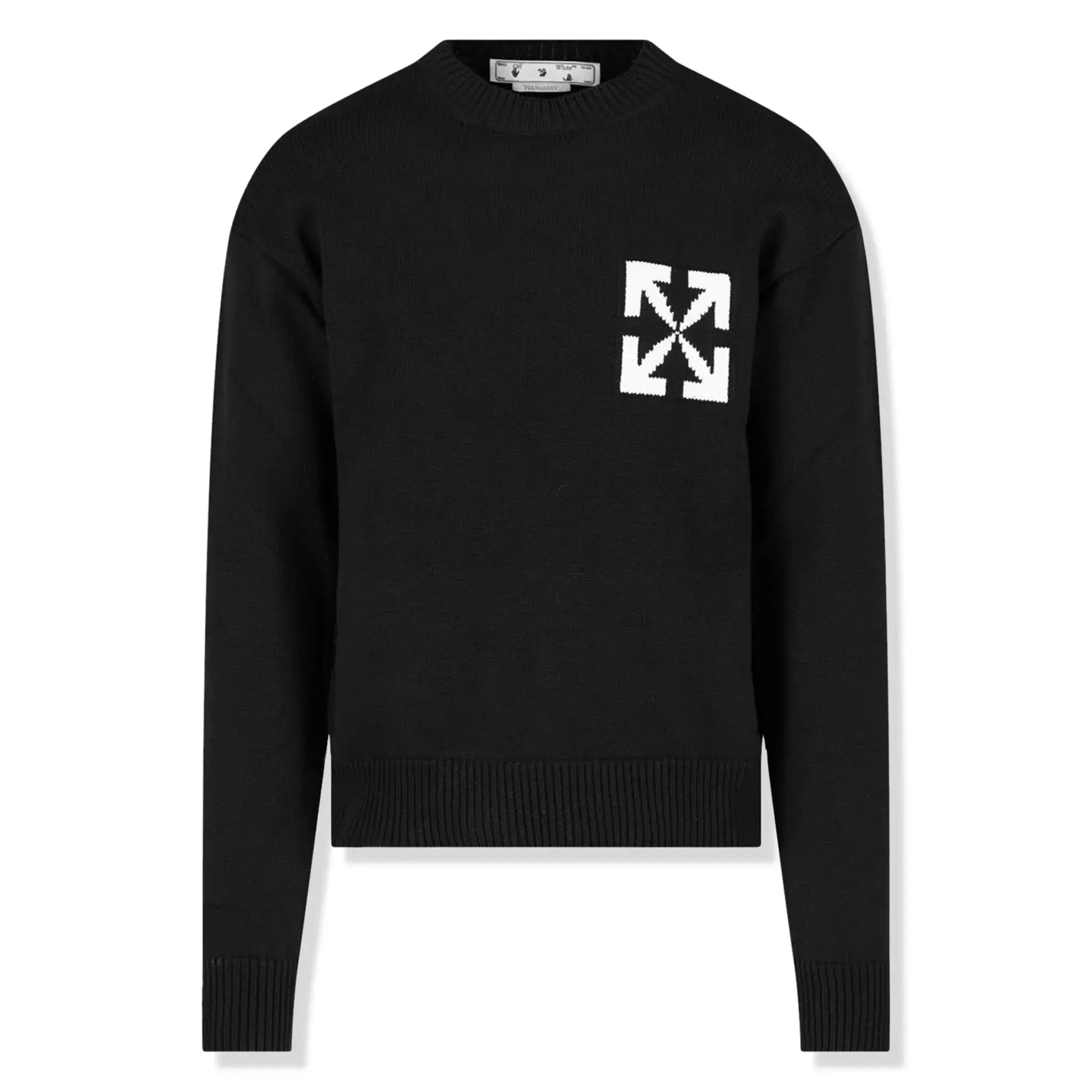 Off White Single Arrows Black Knit Sweatshirt | Trendy Streetwear Pullover | Perfect for Casual Outfits & Urban Fashion