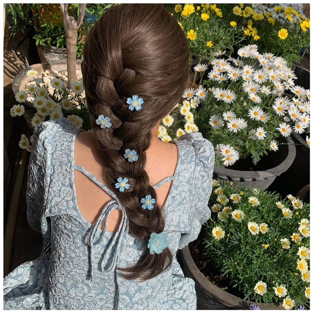 Jumwrit 5PCS Cute Flower Hair Clips for Women & Girls - Blue Hawaii Snap Hair Barrettes, Floral Hair Accessories for Beach, Party & Everyday Wear