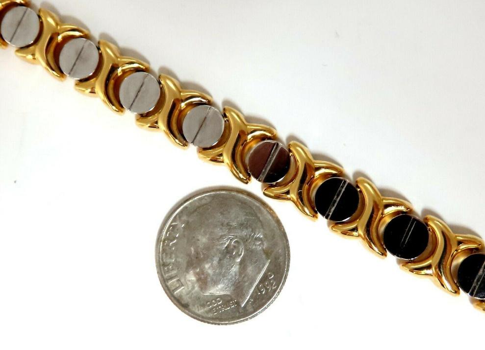 14K Gold Italian X Screw Link Bracelet - Two Tone Jewelry for Women, Elegant Chain Bracelet for Daily Wear & Special Occasions