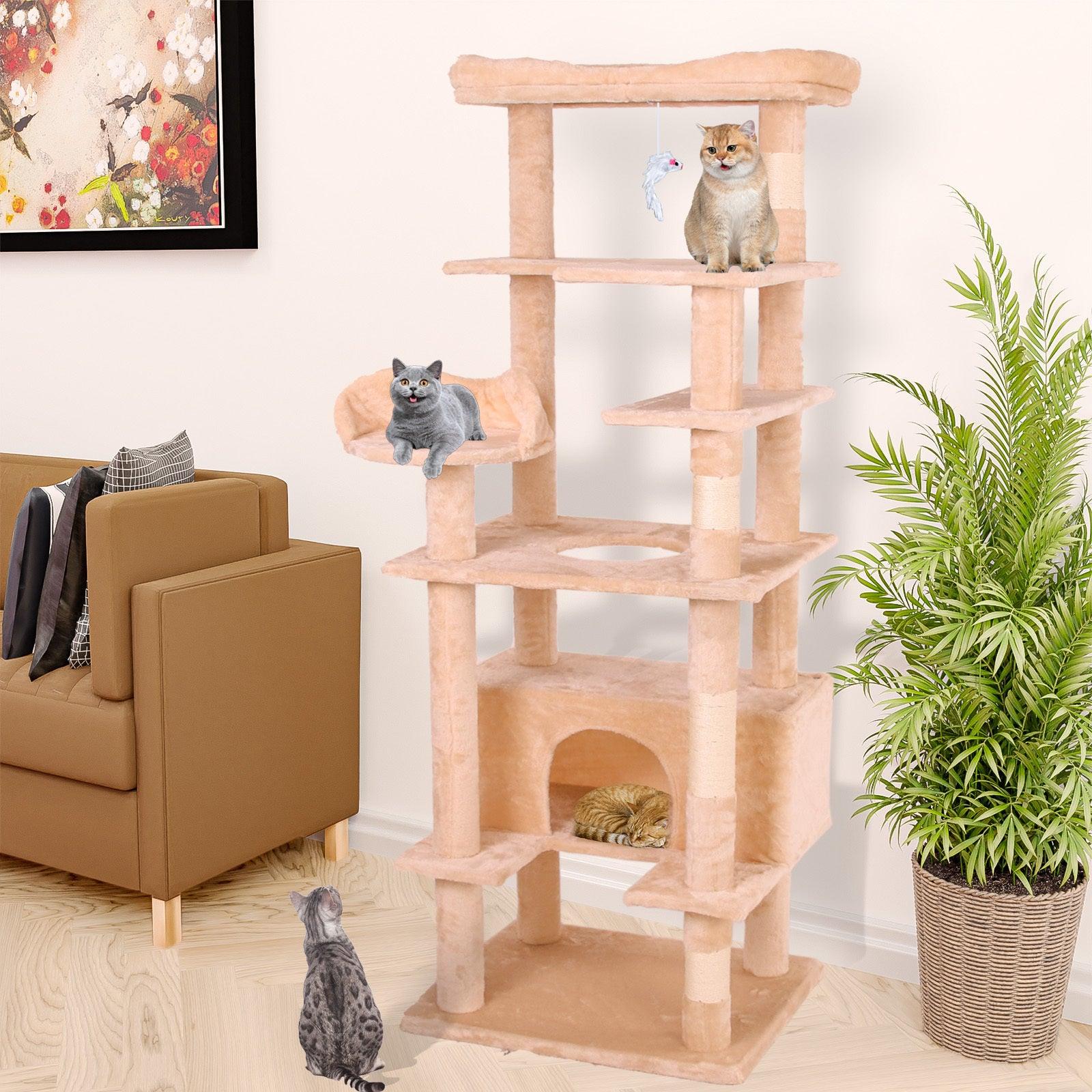 Premium Cat Climbing Tree with Scratching Posts - Multi-Level Cat Tower for Indoor Cats - Perfect for Play, Exercise & Napping - Ideal for Small Spaces & Apartments