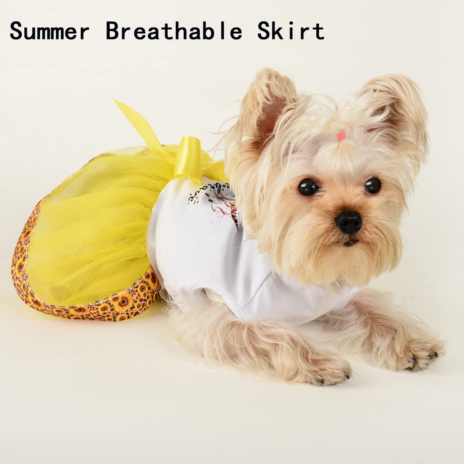 Sunflower Lace Dog Dress for Small Dogs - Cute Summer Outfit for Chihuahua & Yorkie | Perfect for Outdoor Photos