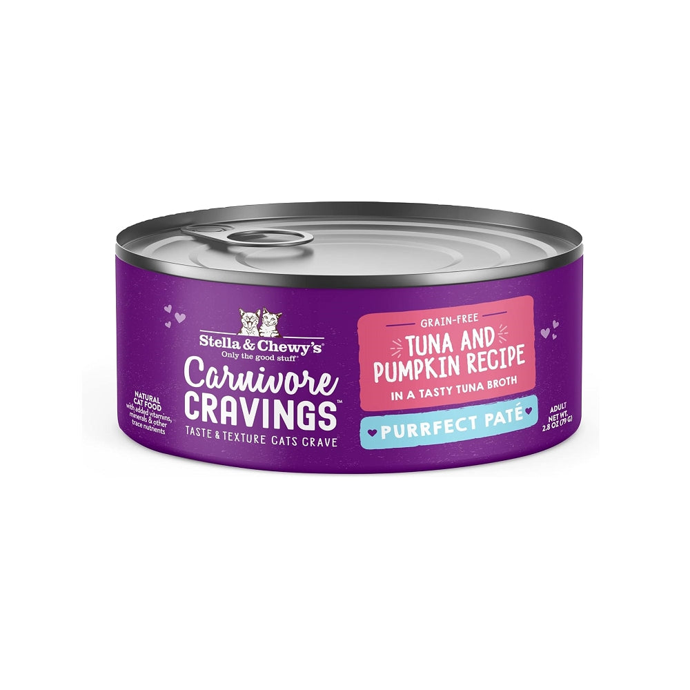 Premium Grain-Free Wet Cat Food - Carnivore Cravings Adult Tuna & Pumpkin Recipe | 100% Complete Balanced Diet for Cats | Perfect for Indoor Cats & Picky Eaters