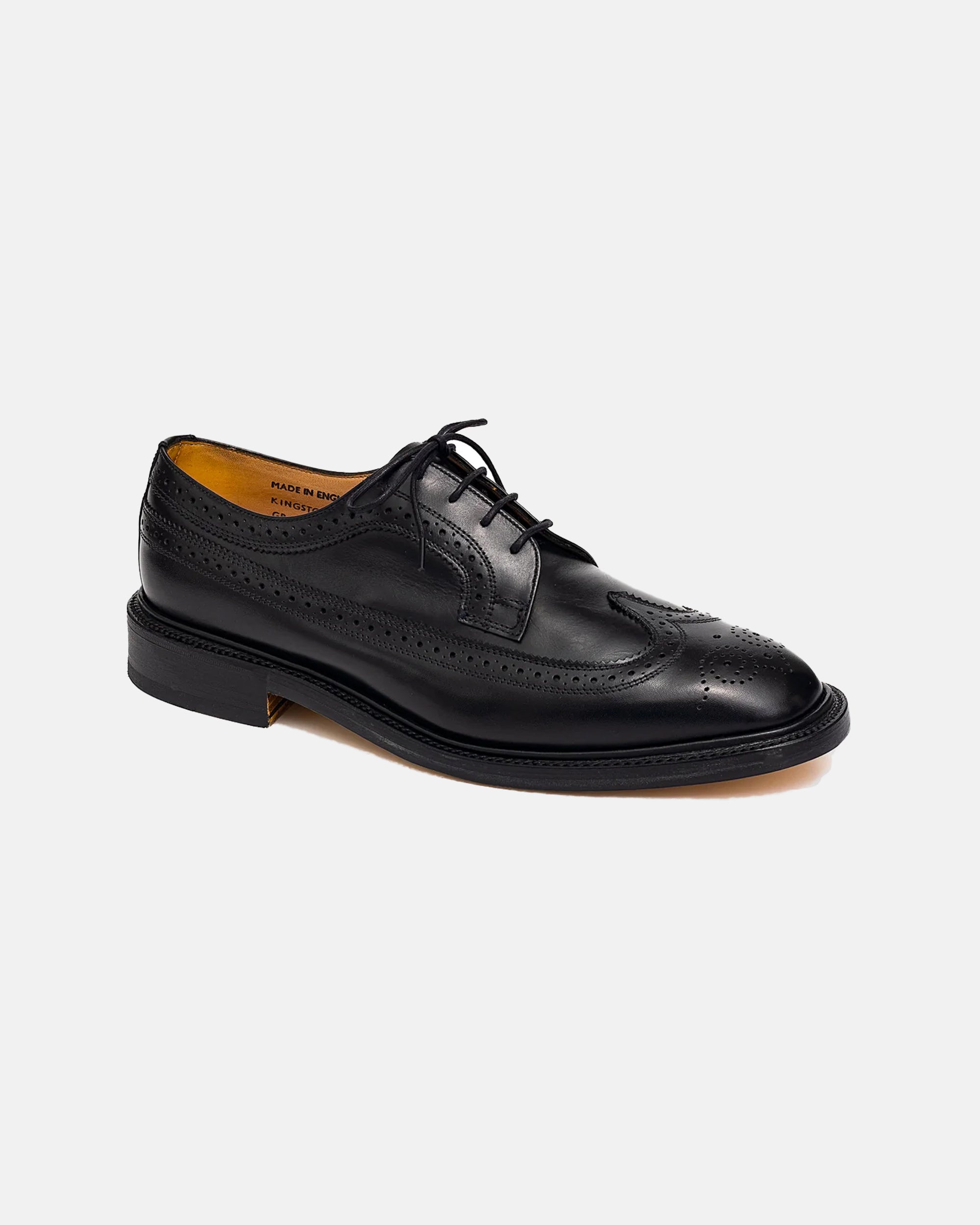 Premium Sanders Calfskin Longwing Blucher Men's Dress Shoes - Classic Wingtip Oxfords for Business, Office & Formal Occasions