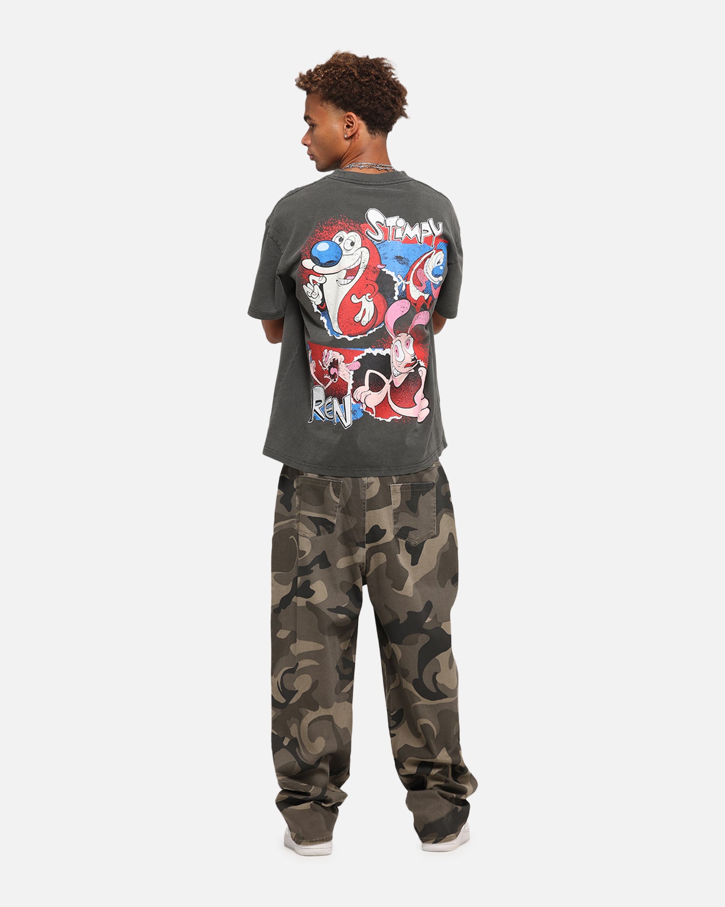 Vintage Nickelodeon Ren & Stimpy Graphic T-Shirt - Black Distressed Wash - Retro Cartoon Tee for Men & Women - Perfect for Casual Wear, Cosplay & 90s Nostalgia Fans