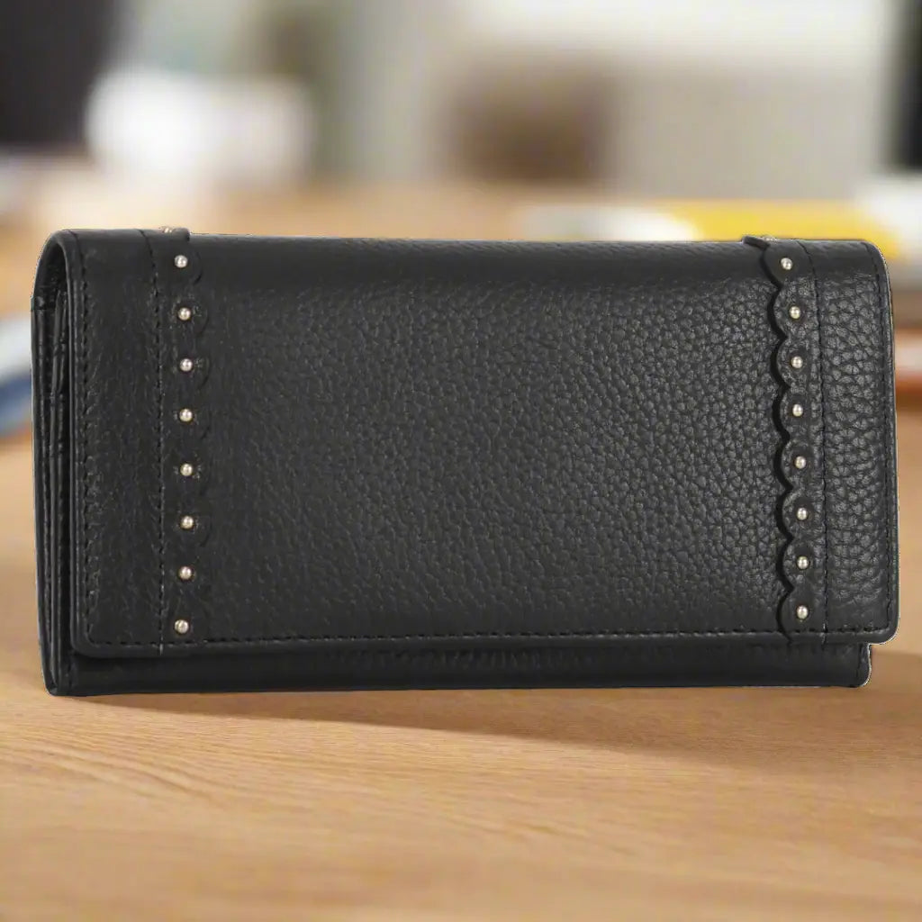 Stylish Genuine Leather Wallet with Studded Accent for Men - Perfect for Everyday Use, Travel & Gift Giving