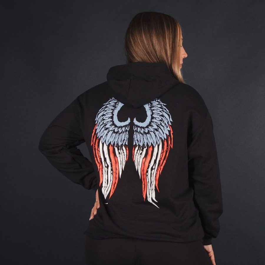 Women's Freedom Angel Hoodie - Soft & Stylish Black Pullover for Casual Wear & Outdoor Activities