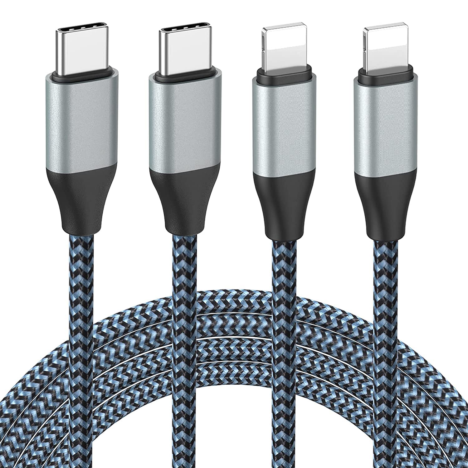 2-Pack 10FT USB C to Lightning Cable MFi Certified Fast Charger 20W - Nylon Braided Durable Charging Cord for iPhone 14/13/12/11/XS - Perfect for Home, Office & Travel Charging