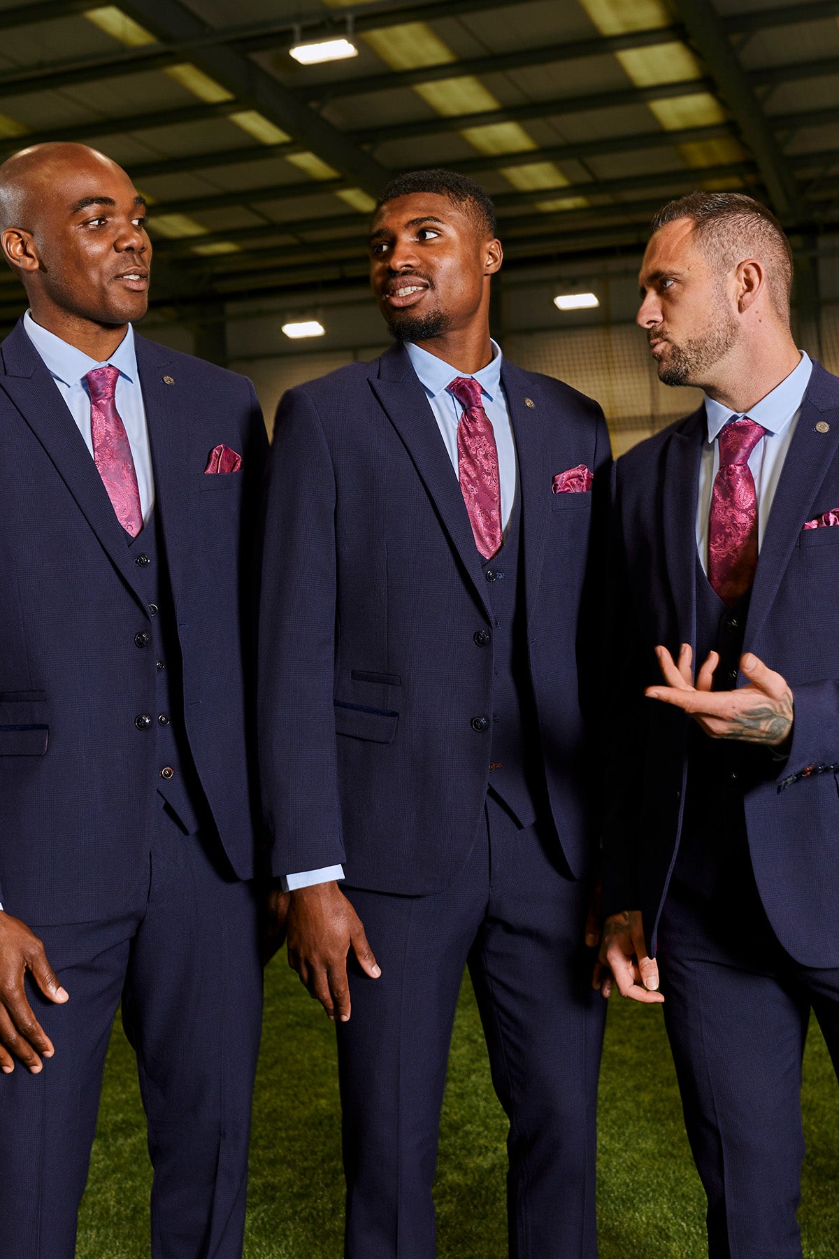 Premium BROMLEY Navy Check Three-Piece Suit for Men - Formal Business Attire & Wedding Outfit - Inspired by Danny Ings' Style - Perfect for Office, Interviews & Special Occasions