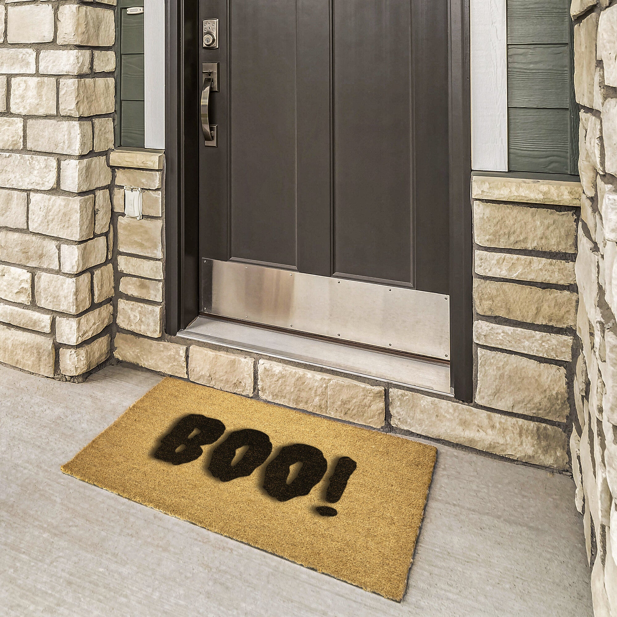 Premium Coir Welcome Doormat - Halloween Decor with BOO! Design - Perfect for Front Door Entryway and Seasonal Home Decor