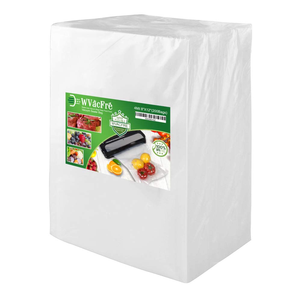 200 Quart Size 8x12 Inch 4mil BPA Free Vacuum Sealer Bags - Heavy Duty Commercial Grade for Food Storage, Sous Vide Cooking, Meal Prep & Freezer Organization