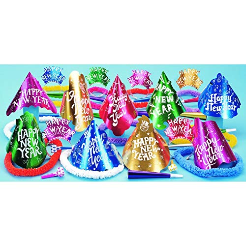 PMU New Year’s Eve Party Supplies - 100-Piece Cabaret Party Assortment Kit for NYE Celebrations, Countdown Events & Glamorous Themed Parties