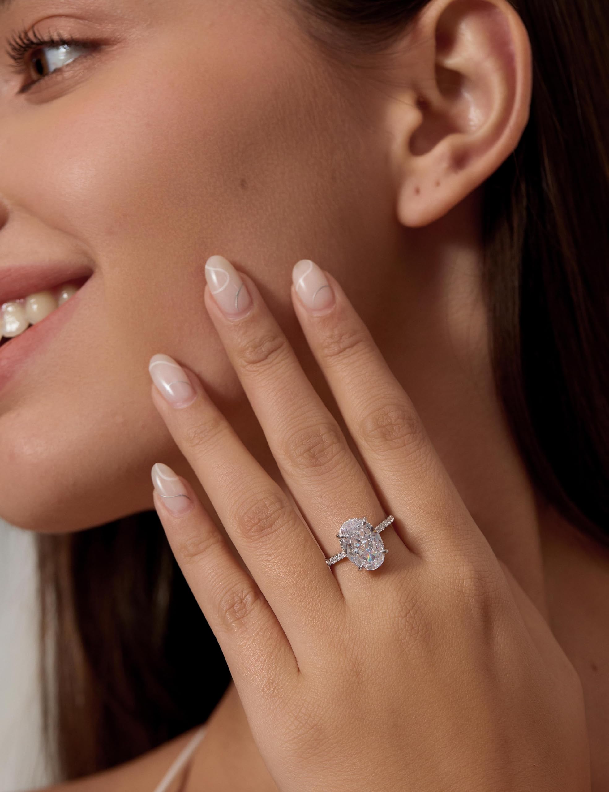 4.0ct Oval Cut Simulated Diamond Engagement Ring for Women - 925 Sterling Silver Wedding Promise Ring - Perfect for Proposals, Anniversaries & Special Occasions