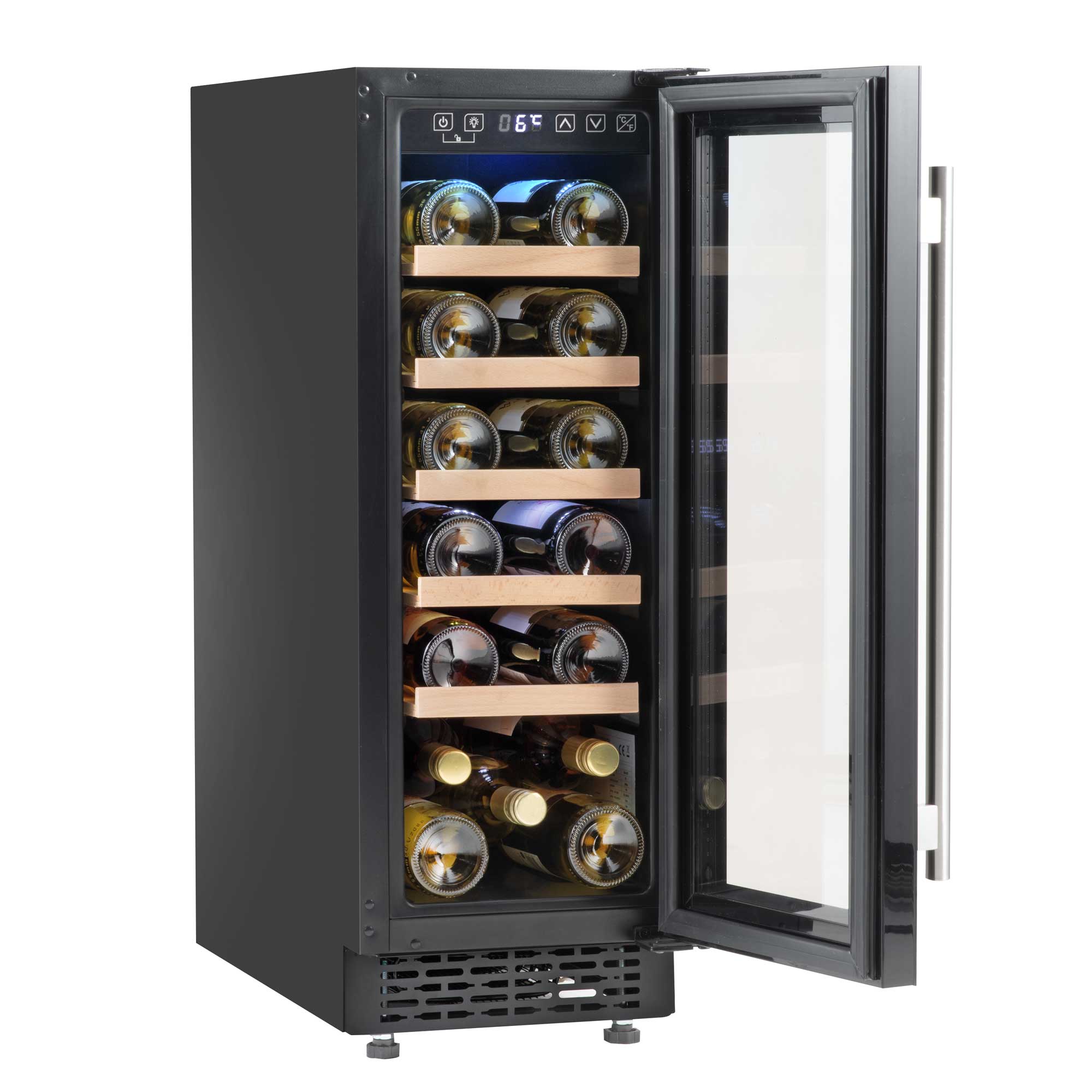 Baridi 20 Bottle 30cm Built-In Wine Cooler Refrigerator - Digital Touchscreen Control, Quiet Operation, Perfect for Kitchen, Bar, or Dining Room Wine Storage