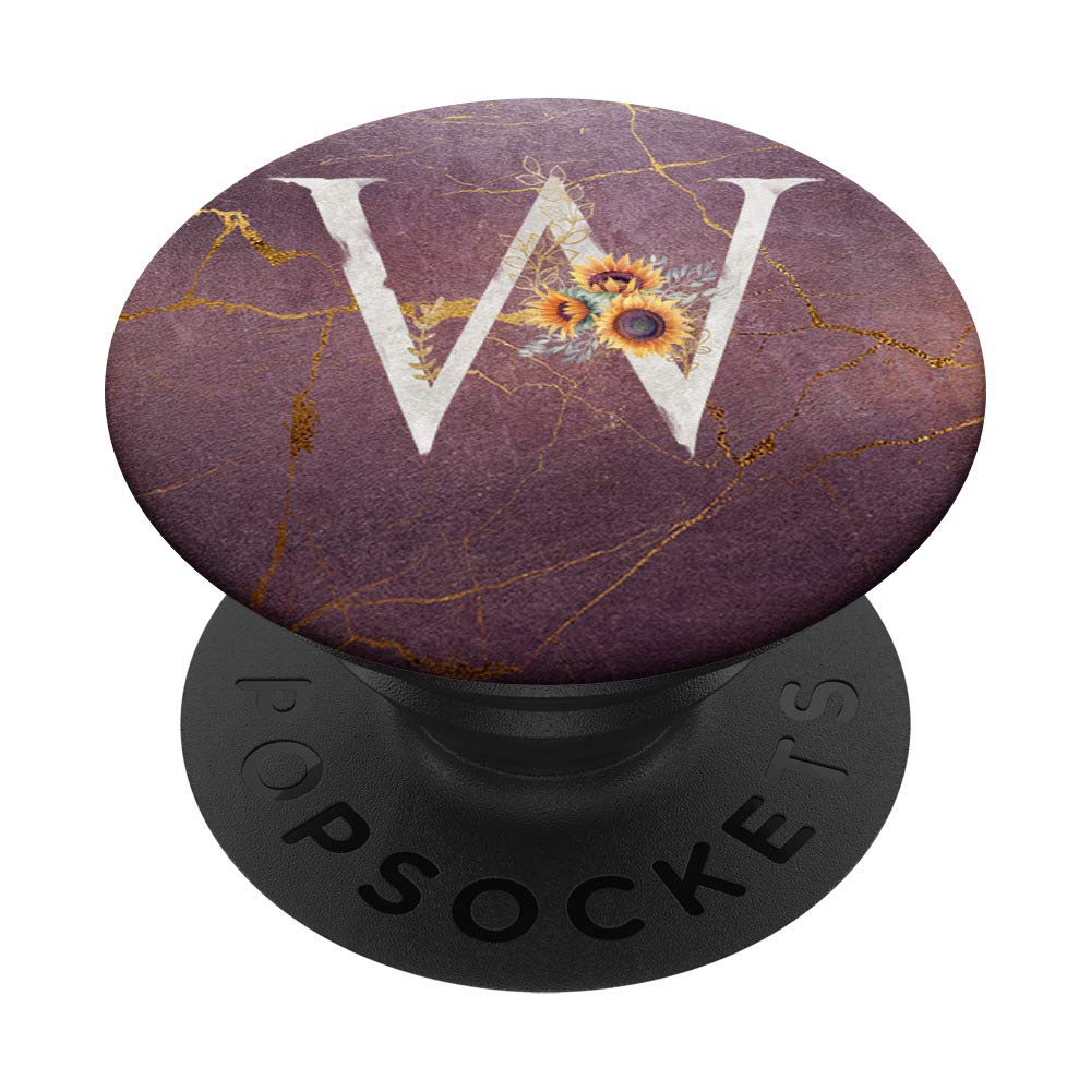 Sunflower 'W' Monogram PopSocket Grip & Stand - Cute Phone Accessory for Women, Perfect for Everyday Use, Travel, and Work
