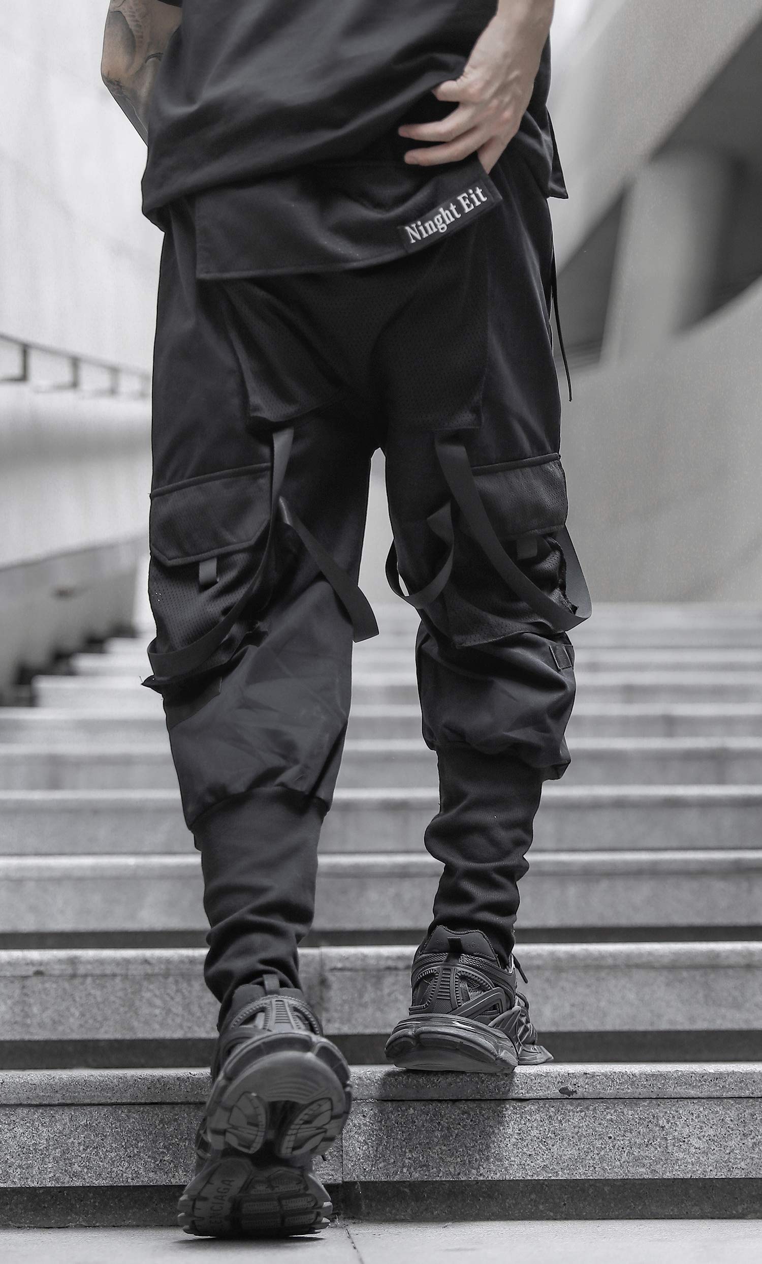 Men's Punk Streetwear Cargo Jogger Pants - Stylish Outdoor & Casual Wear for Urban Fashion, Hiking & Street Style