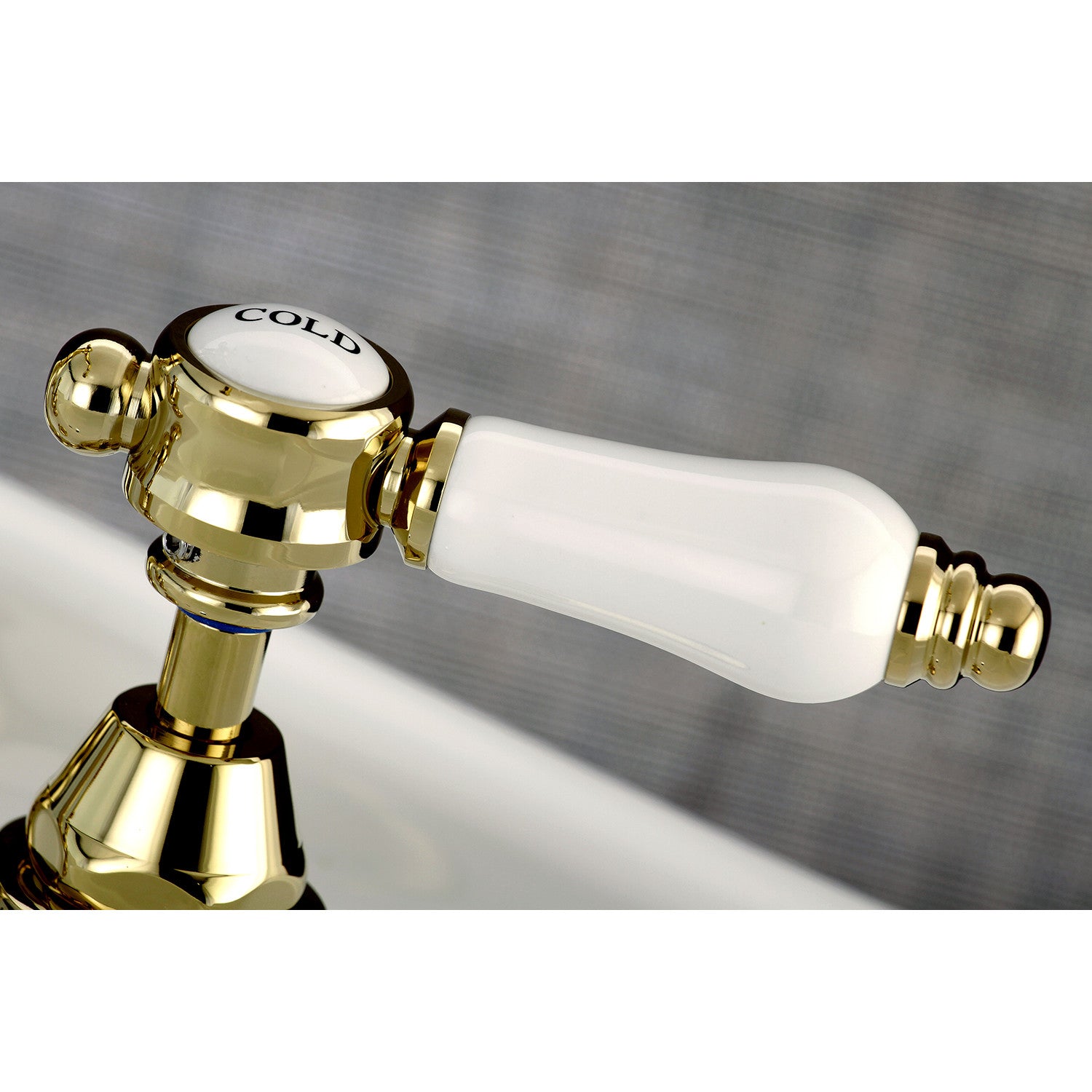 Bel Air KS7972BPL Two Handle 3 Hole Deck Mount Bridge Bathroom Faucet with Brass Pop Up, Polished Brass - Perfect for Modern Bathroom Vanities and Sink Upgrades