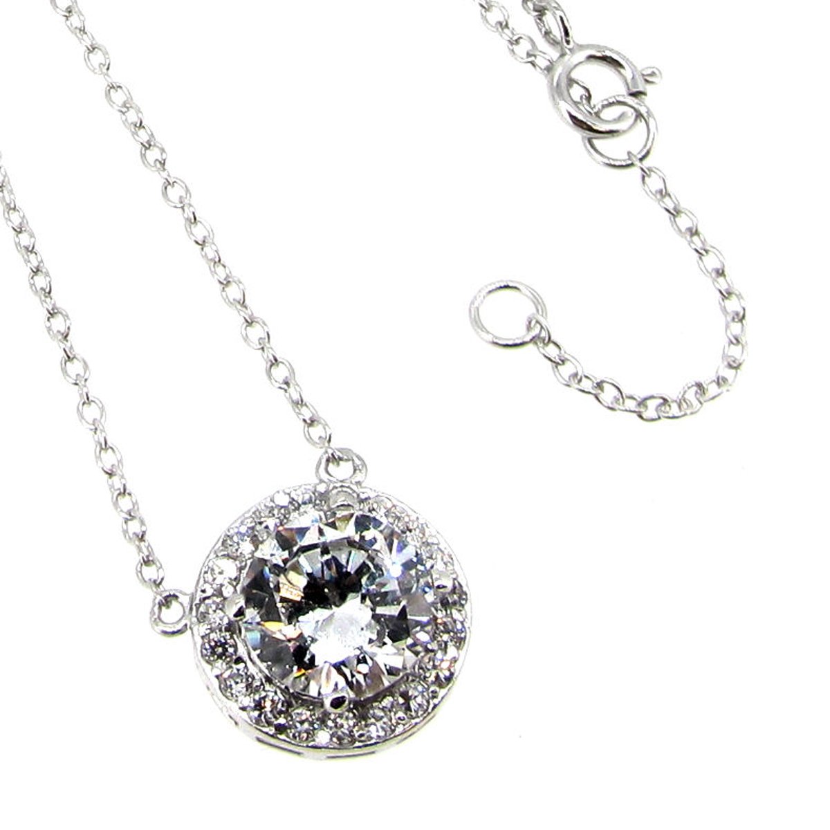 Elegant Sterling Silver Cubic Zirconia Pendant Necklace - Adjustable 16-17 Inch Chain | Perfect for Gifts, Weddings & Special Occasions