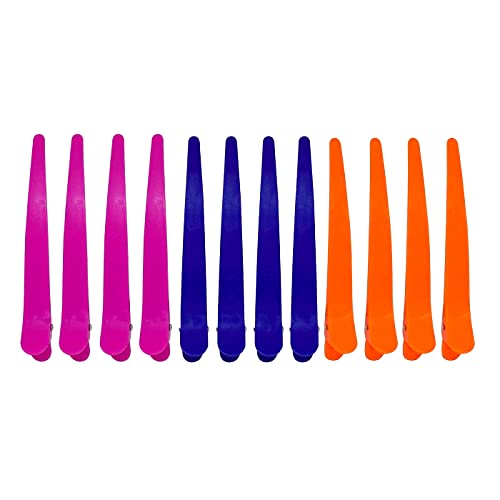 Kabello 12-Piece Hair Sectioning Clips for Hair Cutting & Styling - Multi-Color Salon Hairdressing Clips (Pack of 1) - Perfect for Professional Salons & Home Hairdressing