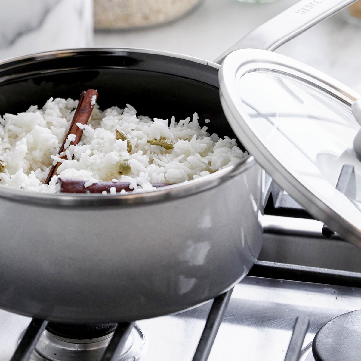 Premium Merten & Storck 2.5 Quart Enameled Steel Core Saucepan with Lid - Durable Cloud Gray Cookware for Professional Chefs & Home Cooking | Perfect for Sauces, Stews & Slow Simmering