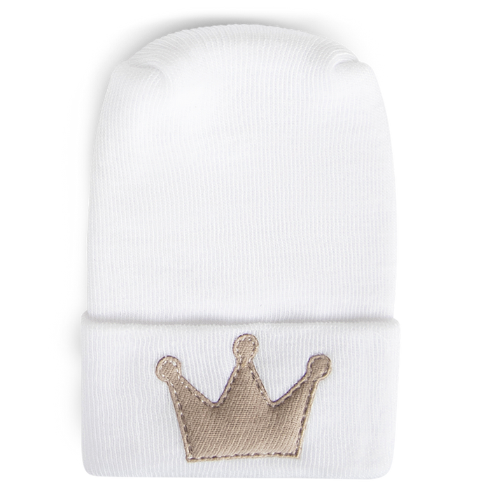 Adorable Baby Hospital Hat - Soft Linen Newborn Crown for Photography, Baby Shower Gift & First Photo Shoot - Tan Beige Neutral Tone