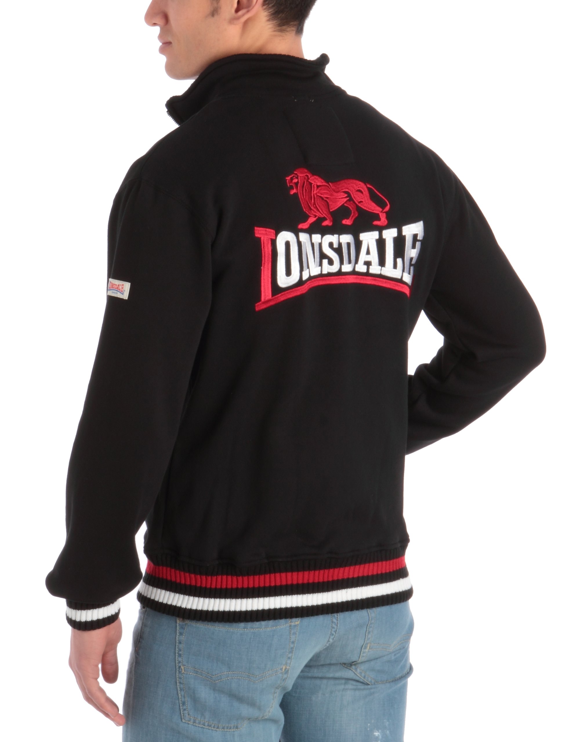 Lonsdale Men's Zip-Up Sweater Dover - Black XXL | Casual & Athletic Wear for Gym, Running & Outdoor Activities