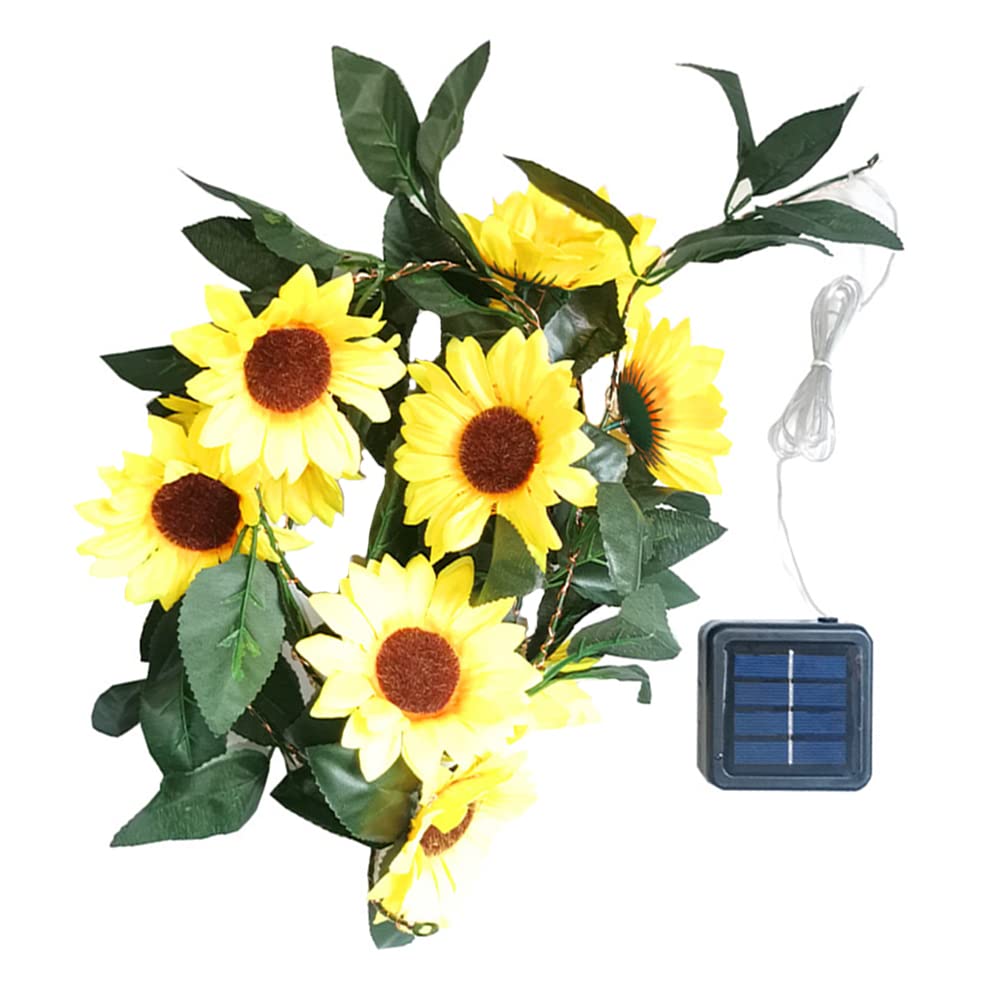 Solar Powered Sunflower Fairy Lights - Outdoor Garden Decor with Sunflower Vines & LED String Lights for Patio, Yard, Wedding, Party Decoration (Waterproof, Plastic)