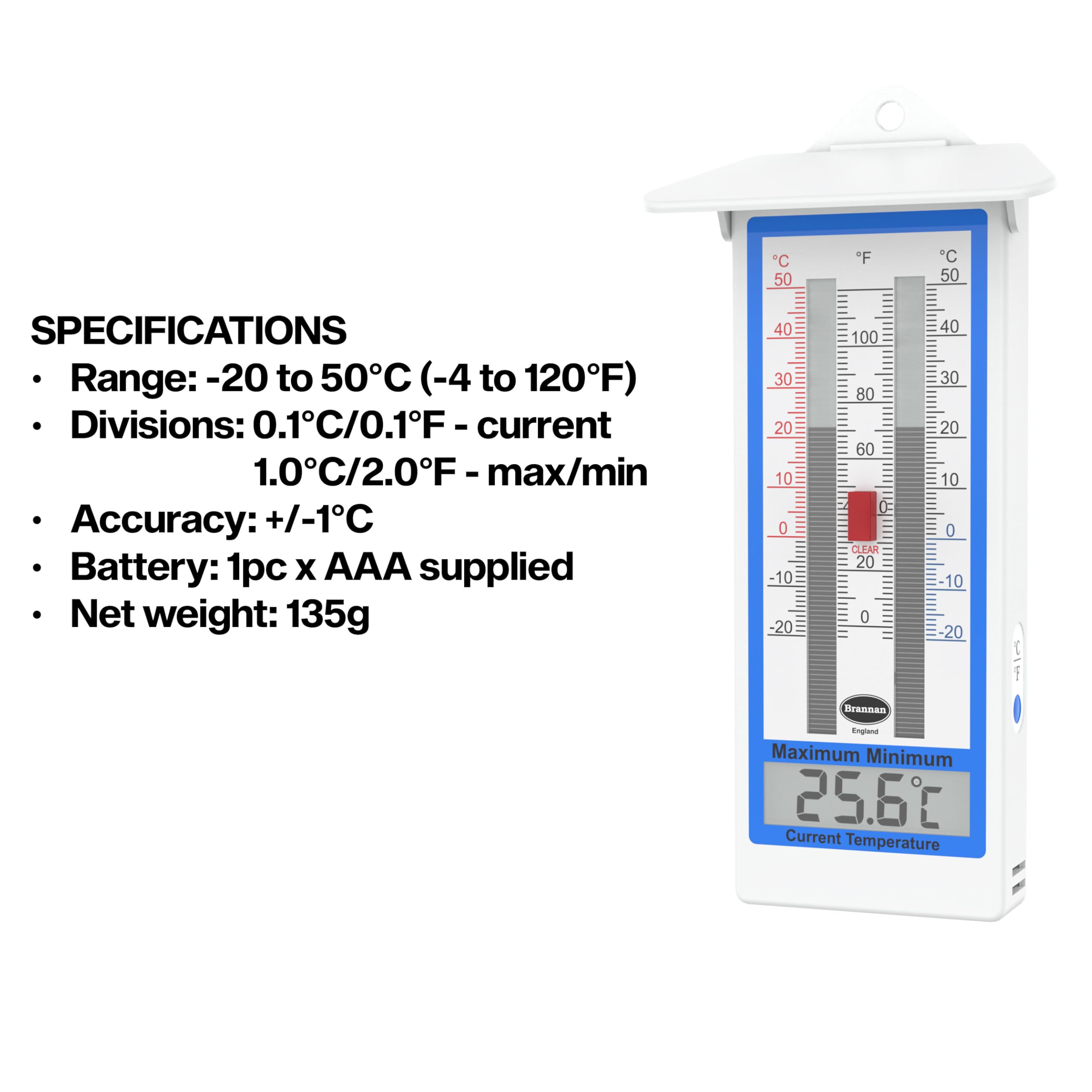 Digital Greenhouse Thermometer - Indoor/Outdoor Max Min Temperature Monitor for Gardens & Greenhouses | Perfect for Plant Care, Hydroponics & Home Gardening