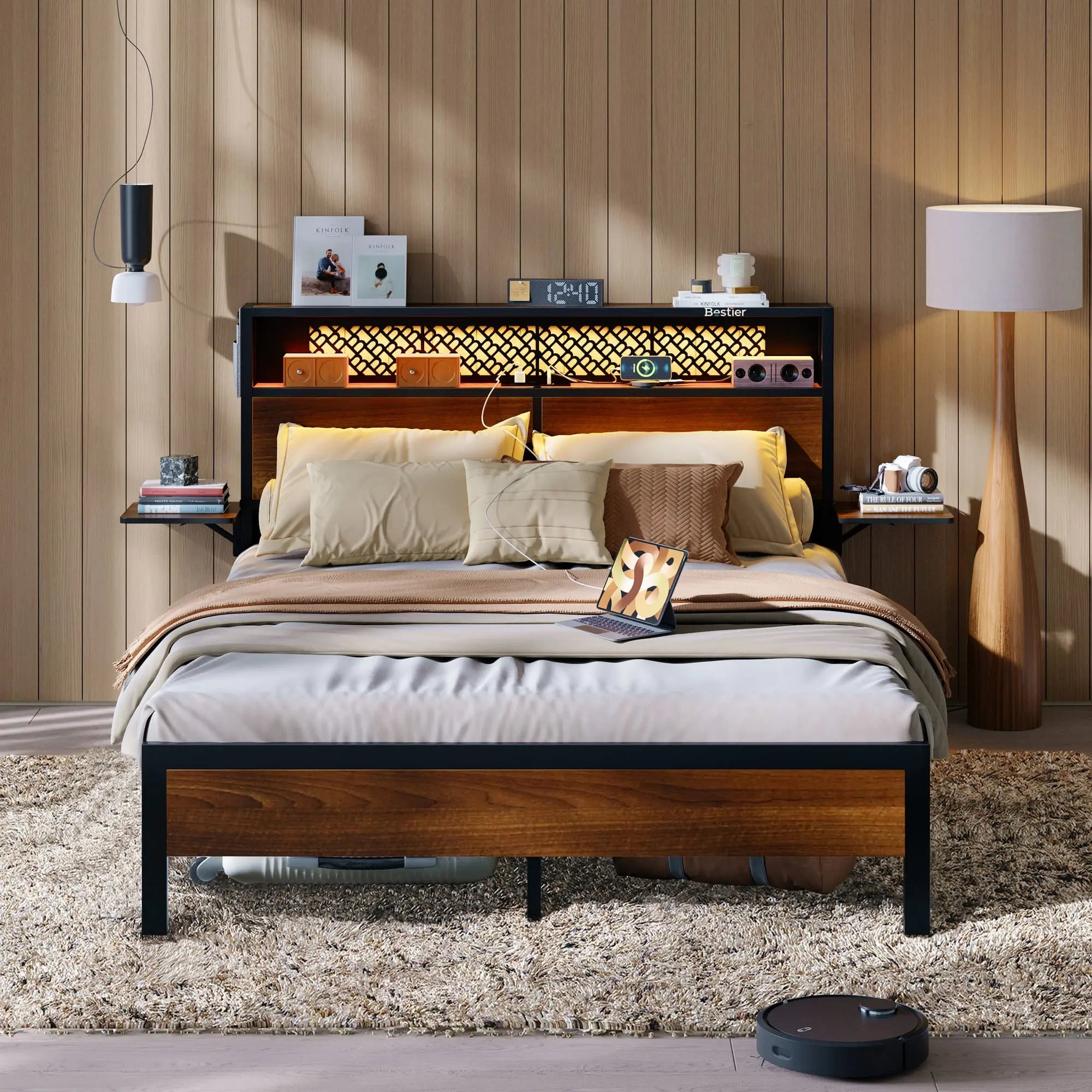 Bestier Full/Queen/King Size Bed Frame with Headboard - Sturdy Metal Platform Bed with Noise-Free Design - Perfect for Master Bedroom, Guest Room & Dormitory
