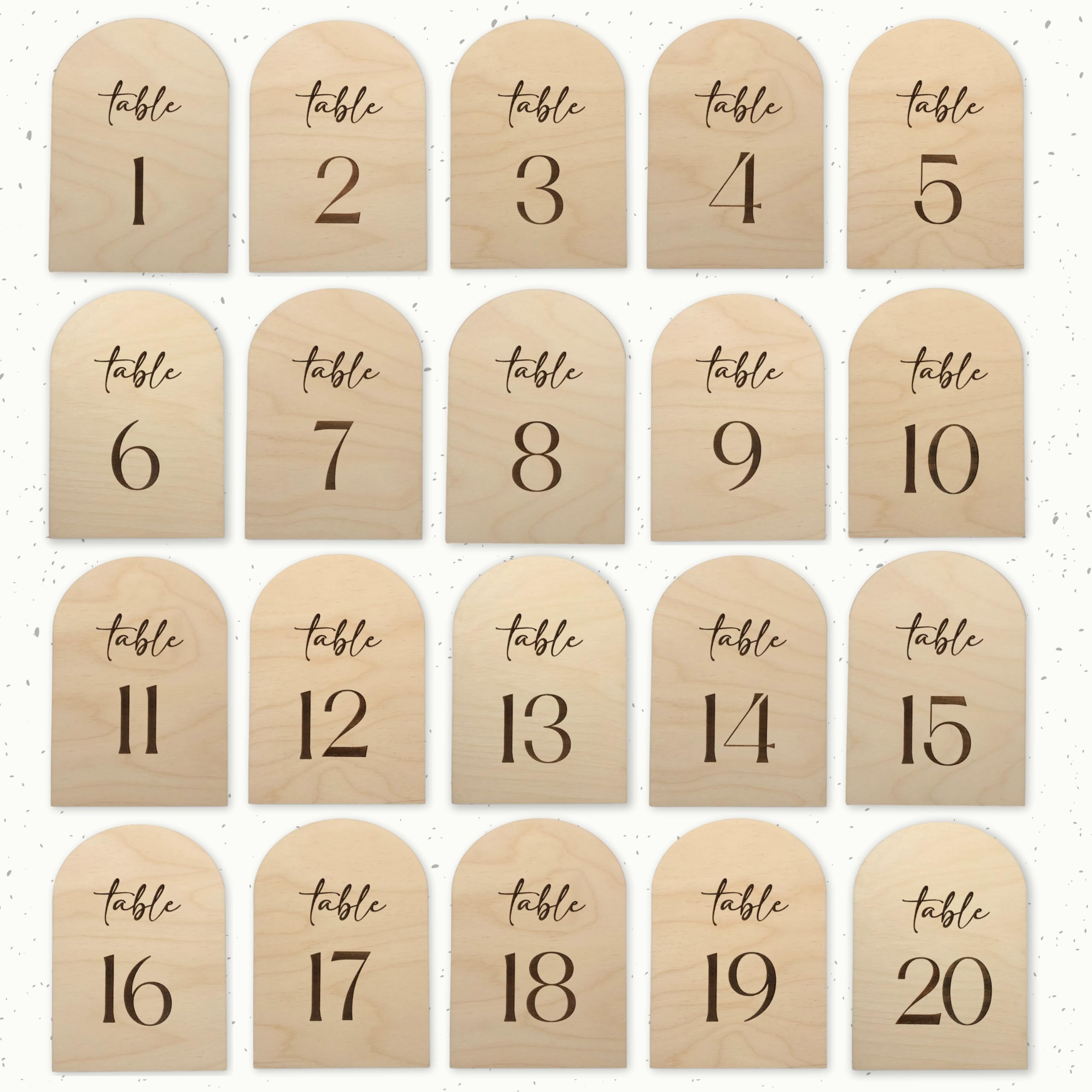 Elegant Wooden Table Numbers with Stand - Rustic Wood Arch Signs for Wedding, Banquet, Party & Event Seating - Perfect for Reception Decor and Table Setting
