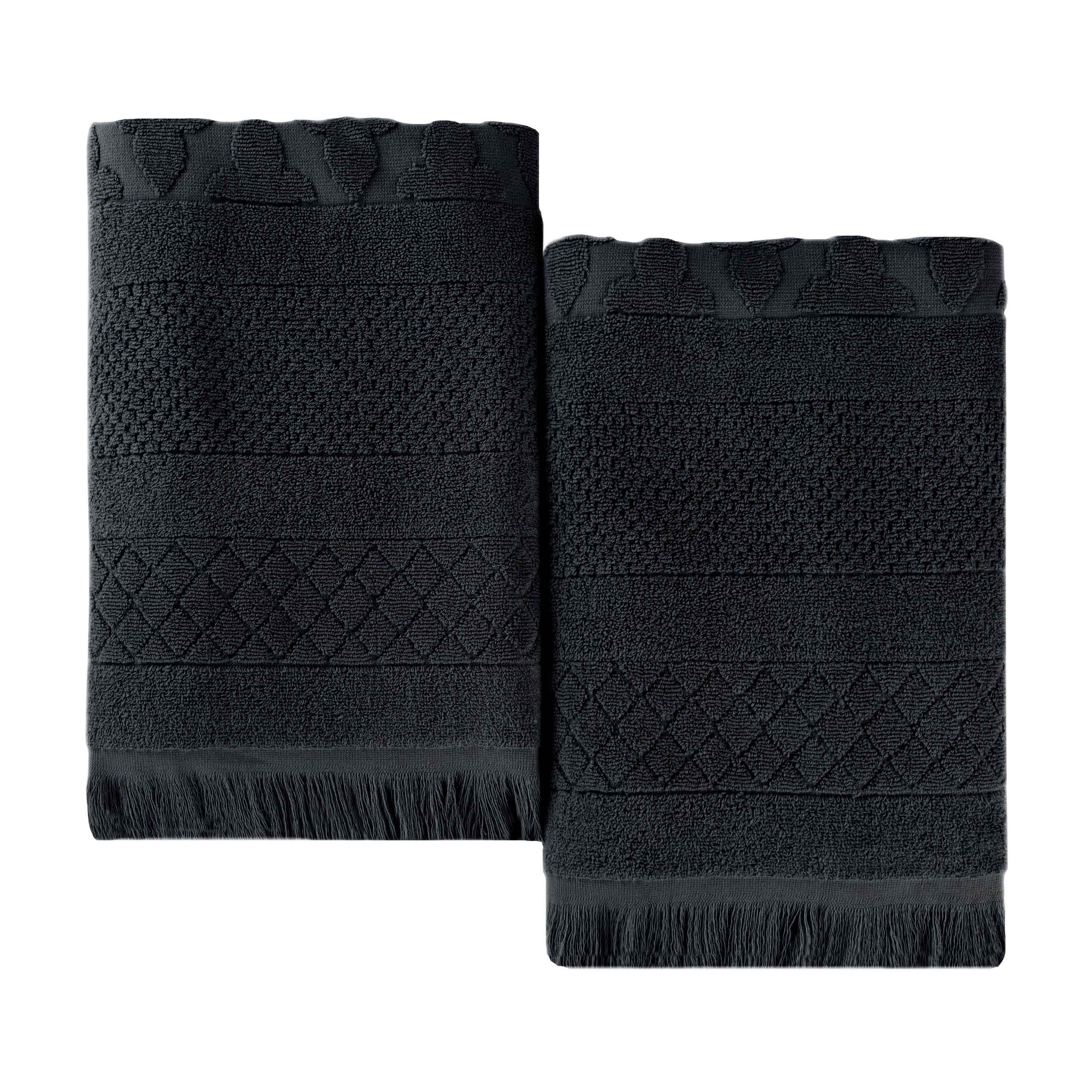 Premium Rolla Cotton Geometric Jacquard Plush Absorbent Bath Sheet Set of 2 - Ultra Soft Luxury Towels for Spa, Hotel & Home Bathroom Use
