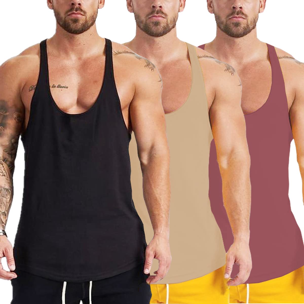 Muscle Killer 3 Pack Men's Bodybuilding Stringer Tank Tops - Y-Back Gym Fitness T-Shirts for Workout & Bodybuilding | Breathable & Comfortable for Weightlifting, CrossFit & Summer Training