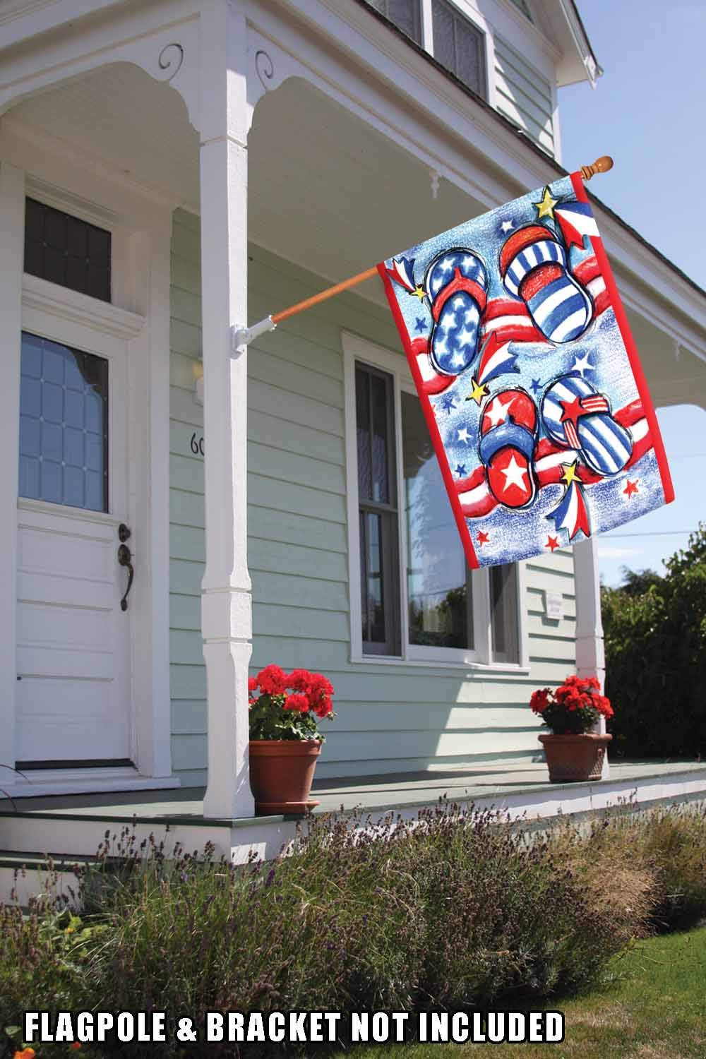 Toland Home Garden 102608 USA Patriotic Double Sided Summer Flip Flops Garden Flag 28x40 Inch - Outdoor Yard Decoration for House, Porch & Seasonal Patriotic Displays