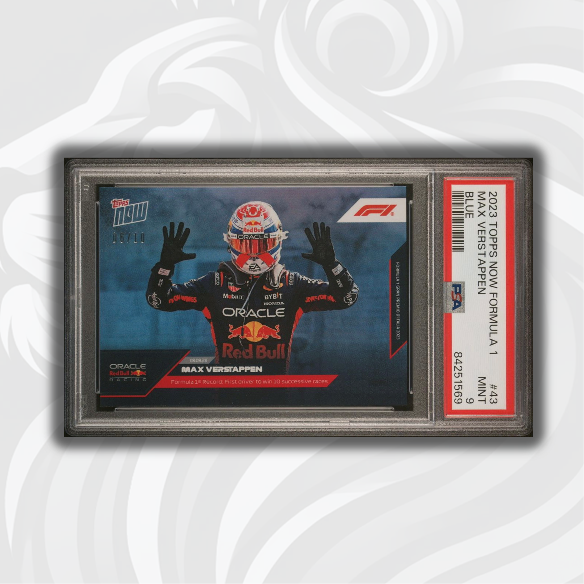 2023 Topps Now F1 Max Verstappen #43 Blue PSA 9 Graded Racing Card - Perfect for F1 Collectors, Sports Memorabilia Displays, and Investment Portfolios