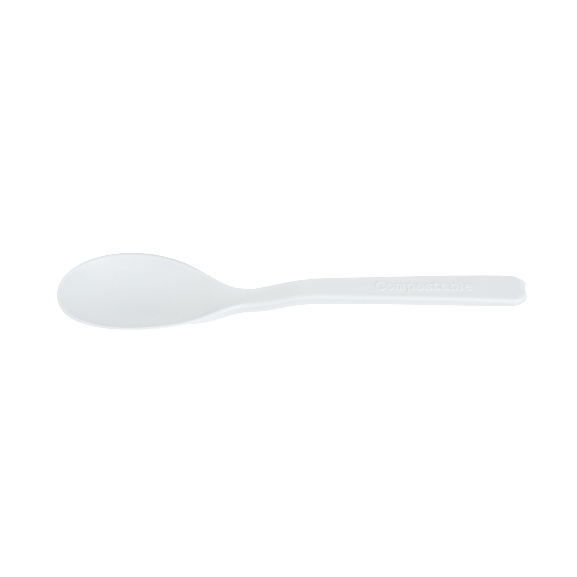 Eco-Friendly Round White Plastic Mini Spoons - Heat Resistant, Compostable, 4