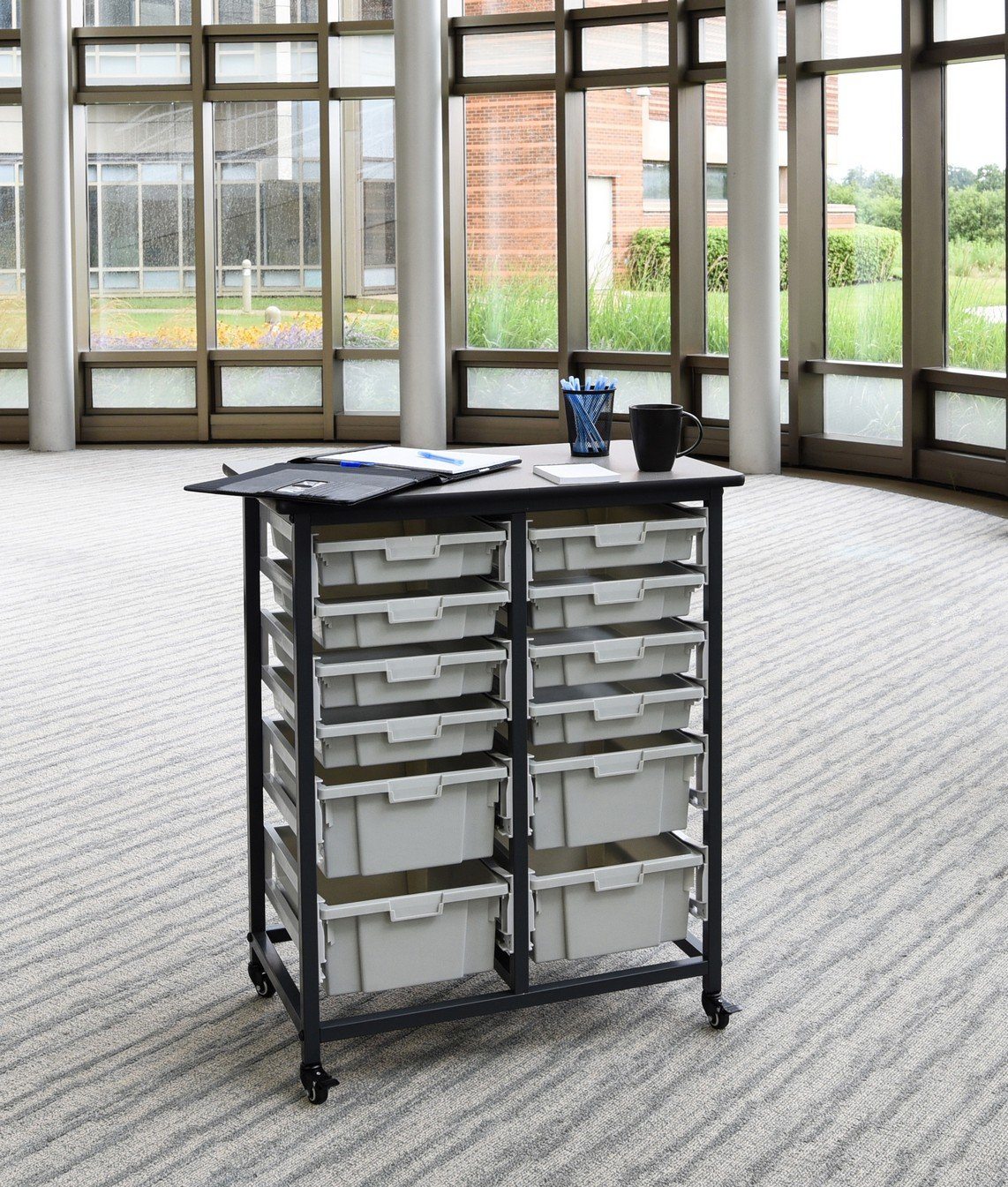 Luxor MBS DR 8S4L Mobile Bin System - Double Row Storage Solution for Warehouse Organization & Industrial Shelving