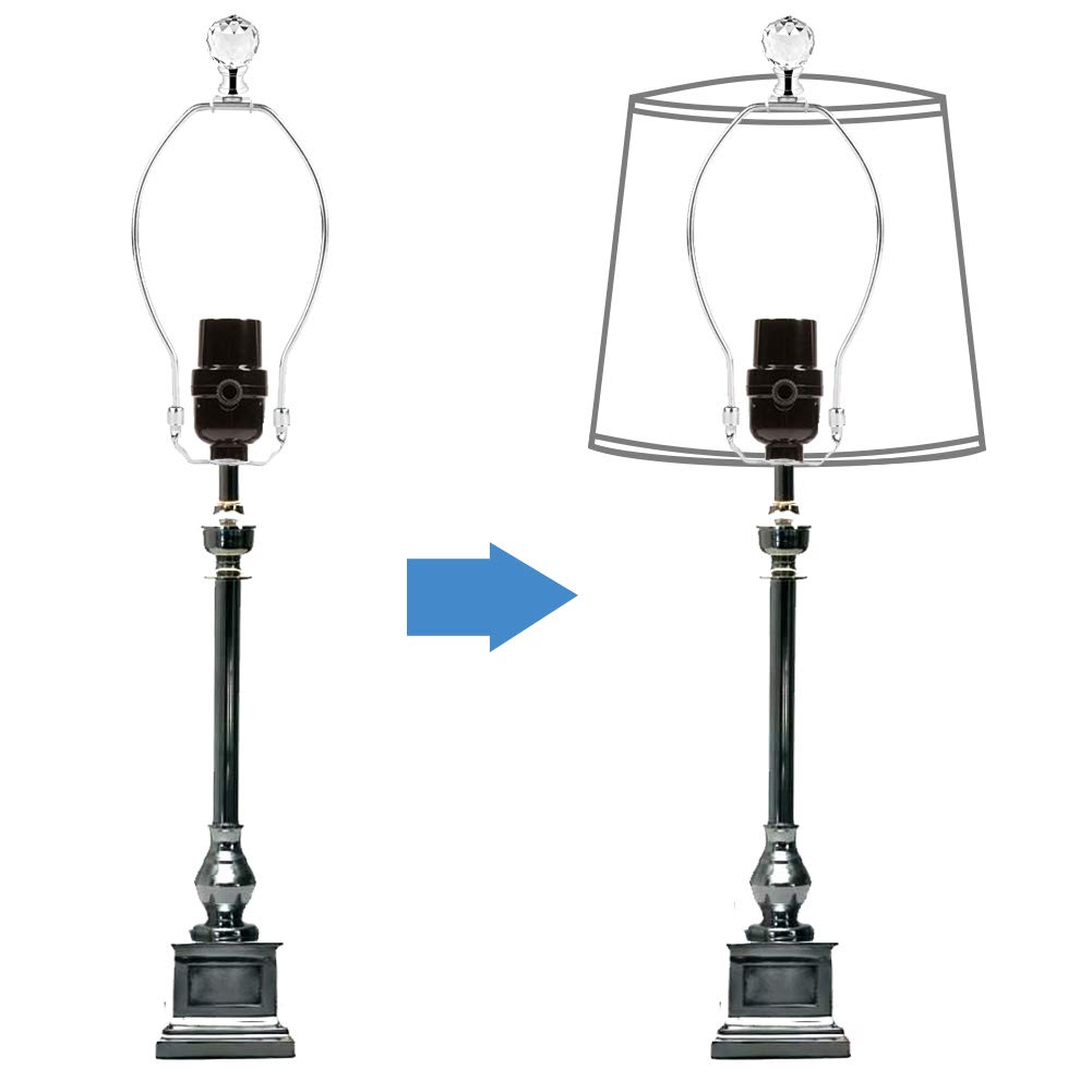 ECUDIS 8 Inch Detachable Lamp Harp Holder - Heavy Duty Lamp Shade Bracket with 3/8 Standard Saddle & Crystal Ball Finial for Table & Floor Lamps (1 Pack) - Perfect for Living Room, Bedroom, and Office Lighting Decor