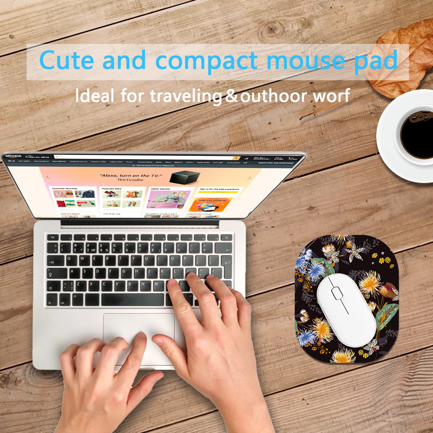 6x7 Inch Small Mouse Pad with Non-Slip Rubber Base - Waterproof Mini Mouse Mat for Laptop, Keyboard Tray & Wireless Mouse - Perfect for Home Office, Travel & Gaming - Dandelion Design