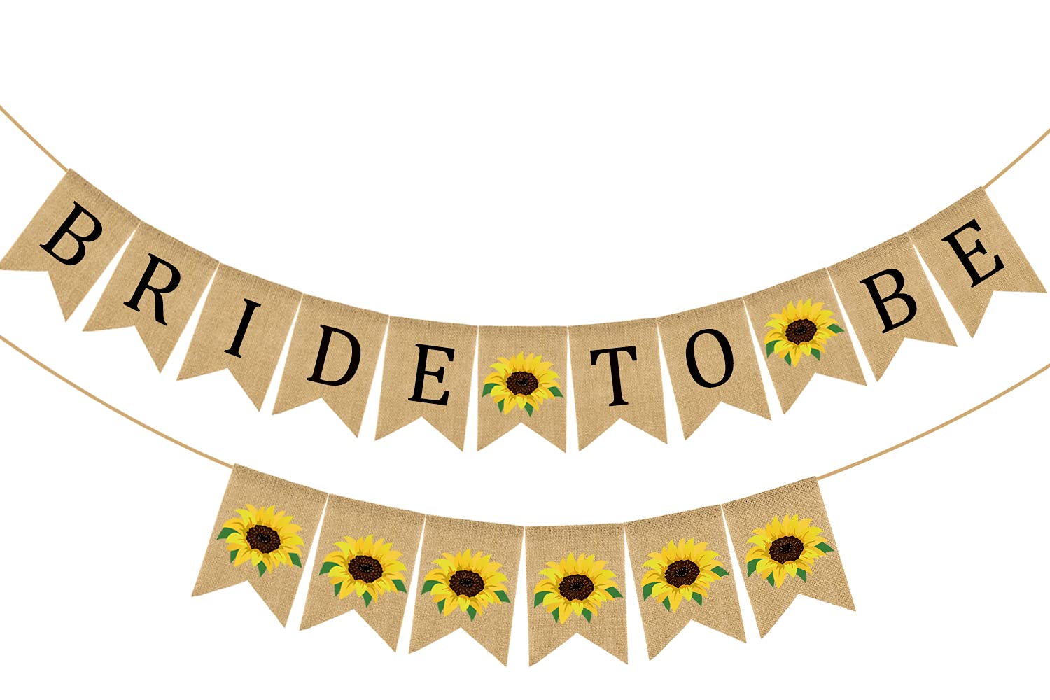 Rustic Sunflower Burlap Wedding Banner - Elegant Jute Bunting Garland for Bridal Showers, Bachelorette Parties, Engagements & Anniversaries - Perfect Photo Backdrop & Boho Wedding Decor